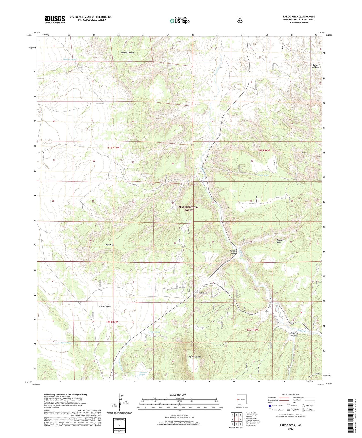 Largo Mesa New Mexico US Topo Map Image