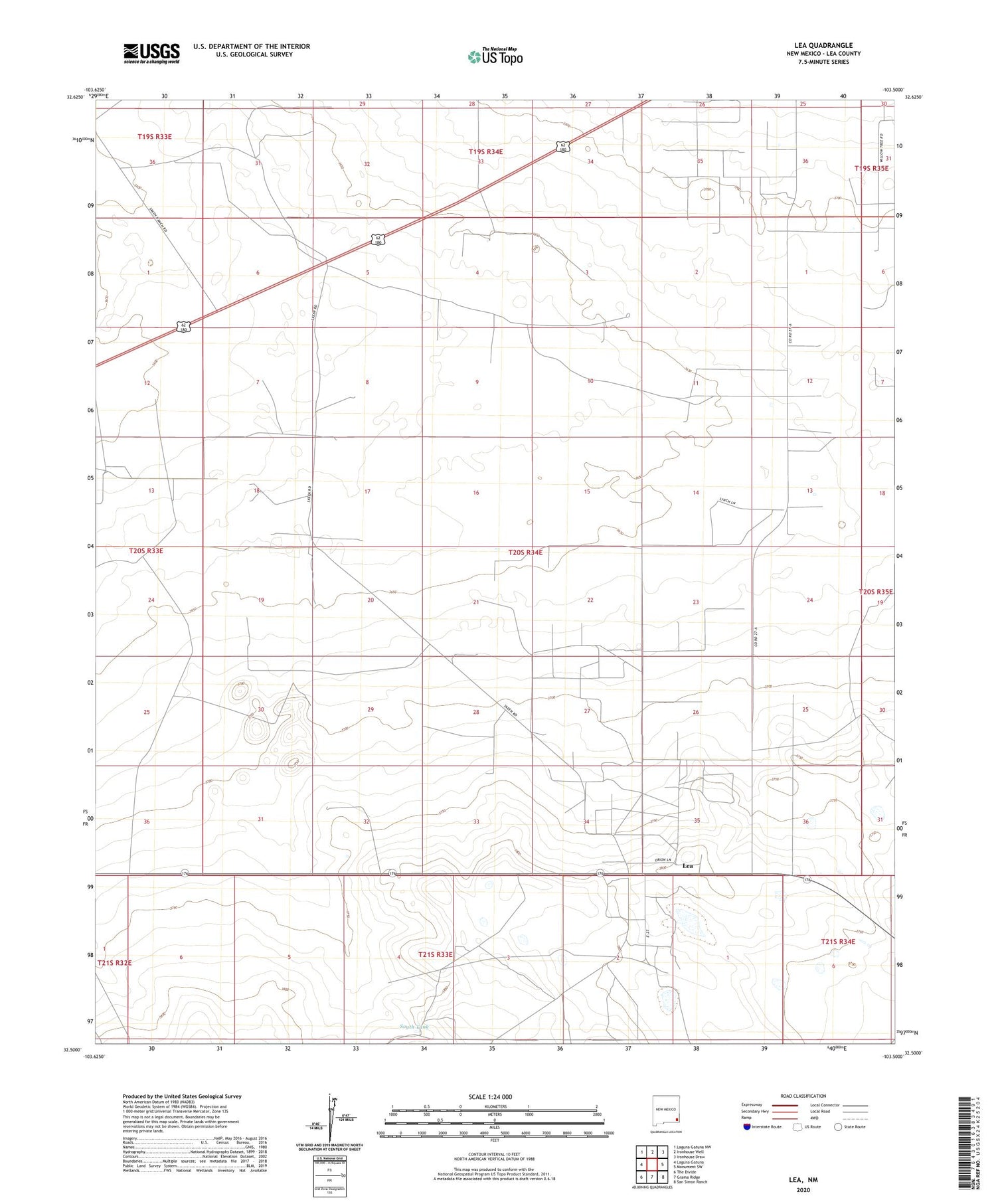 Lea New Mexico US Topo Map Image