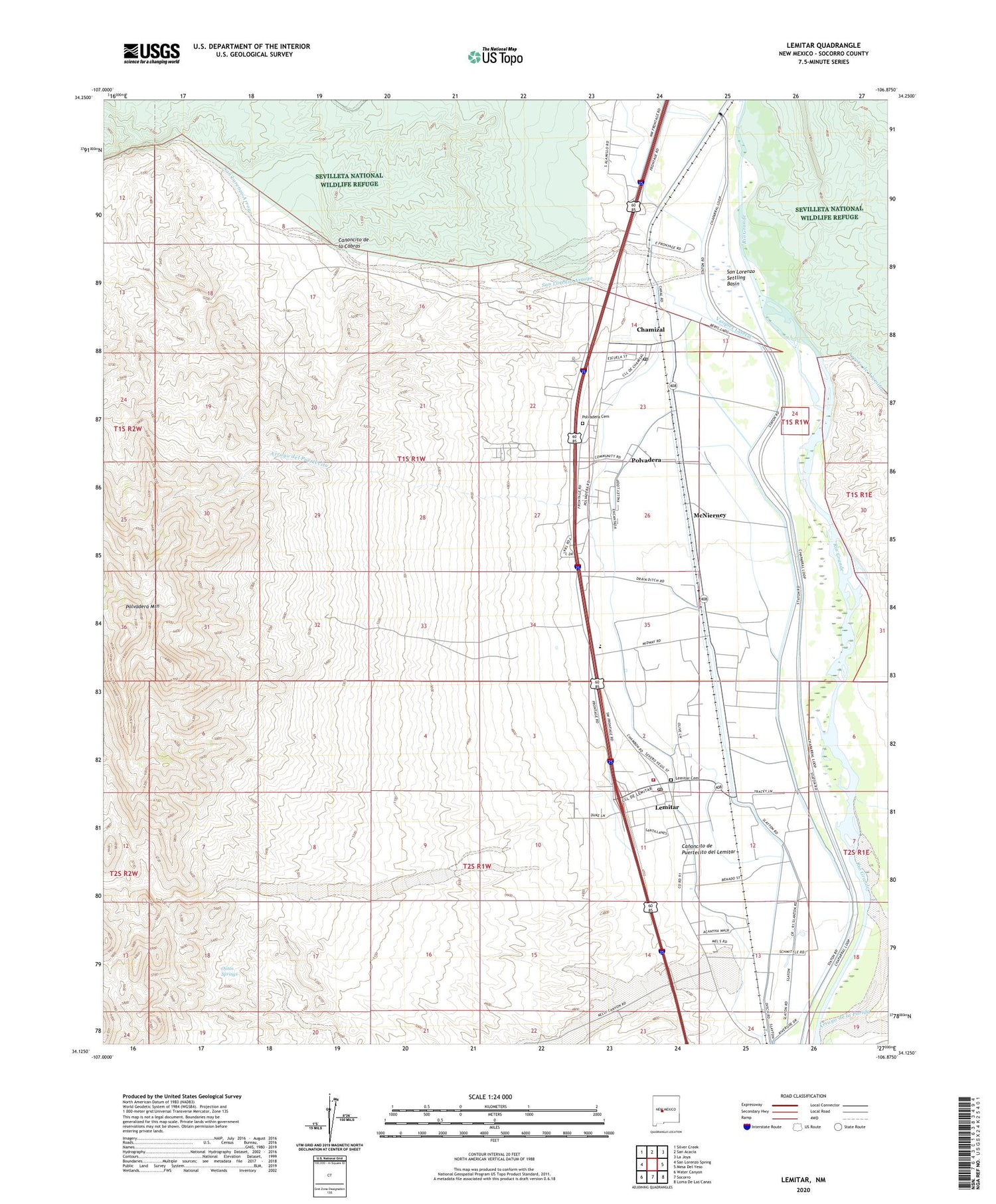 Lemitar New Mexico US Topo Map Image
