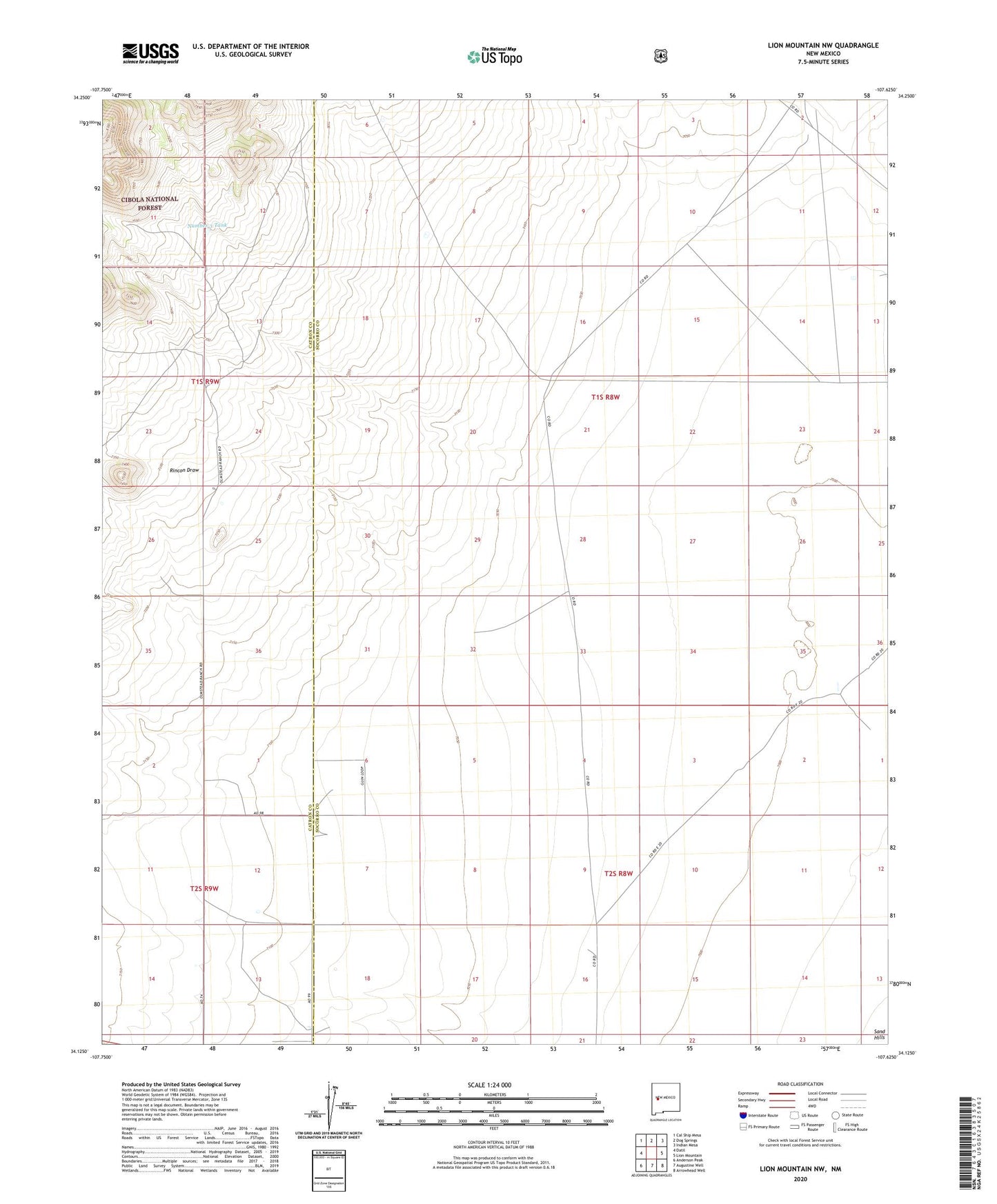 Lion Mountain NW New Mexico US Topo Map Image