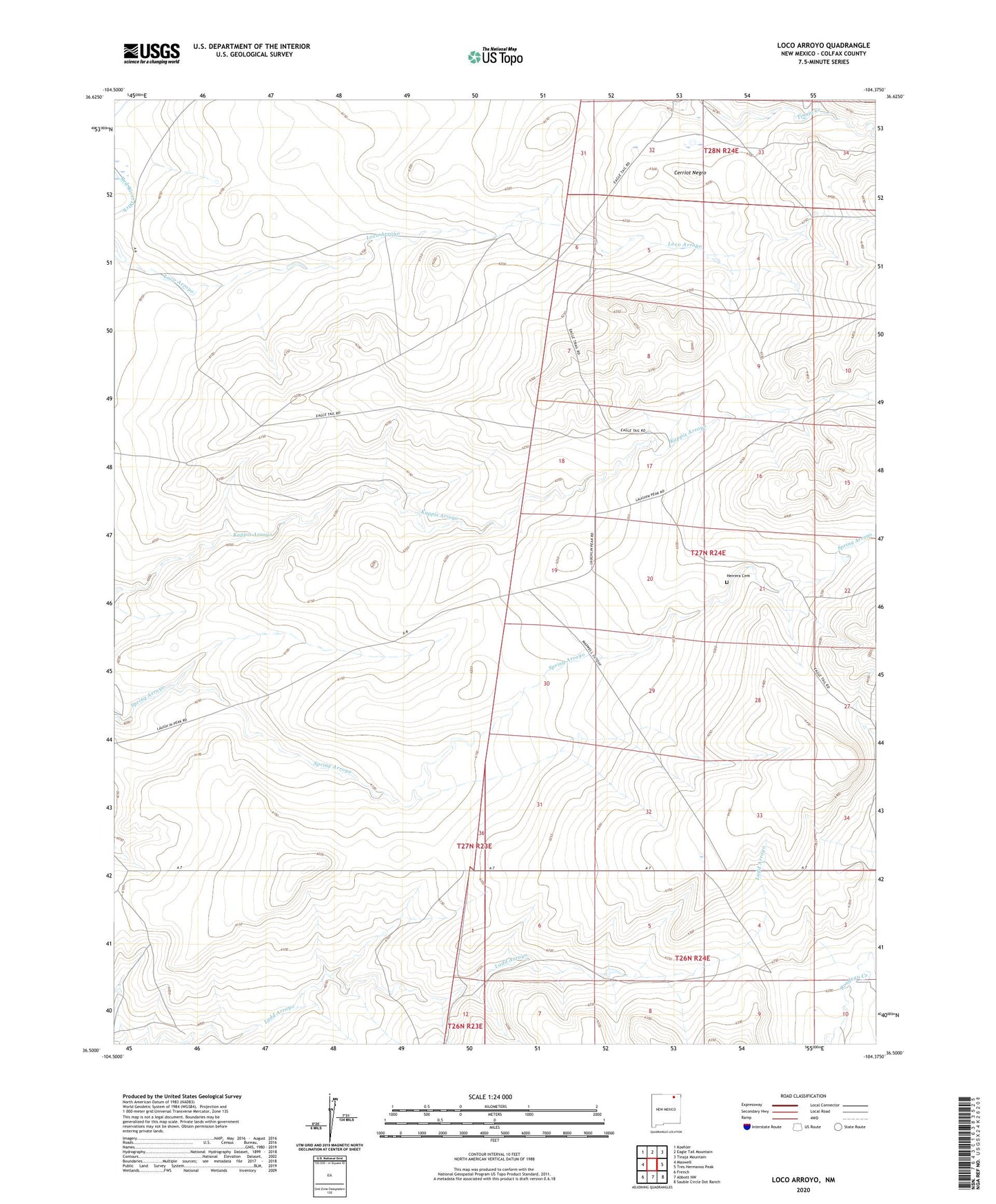 Loco Arroyo New Mexico US Topo Map Image