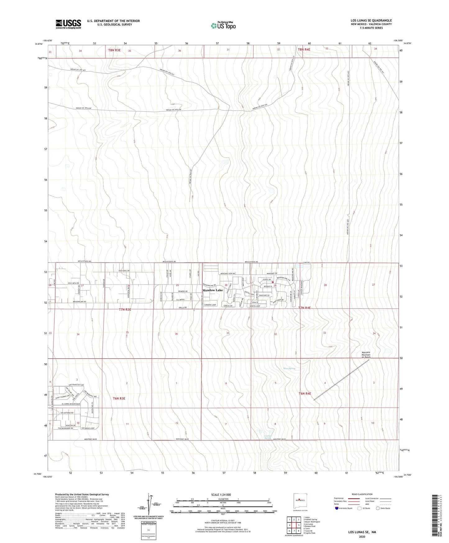 Los Lunas SE New Mexico US Topo Map Image
