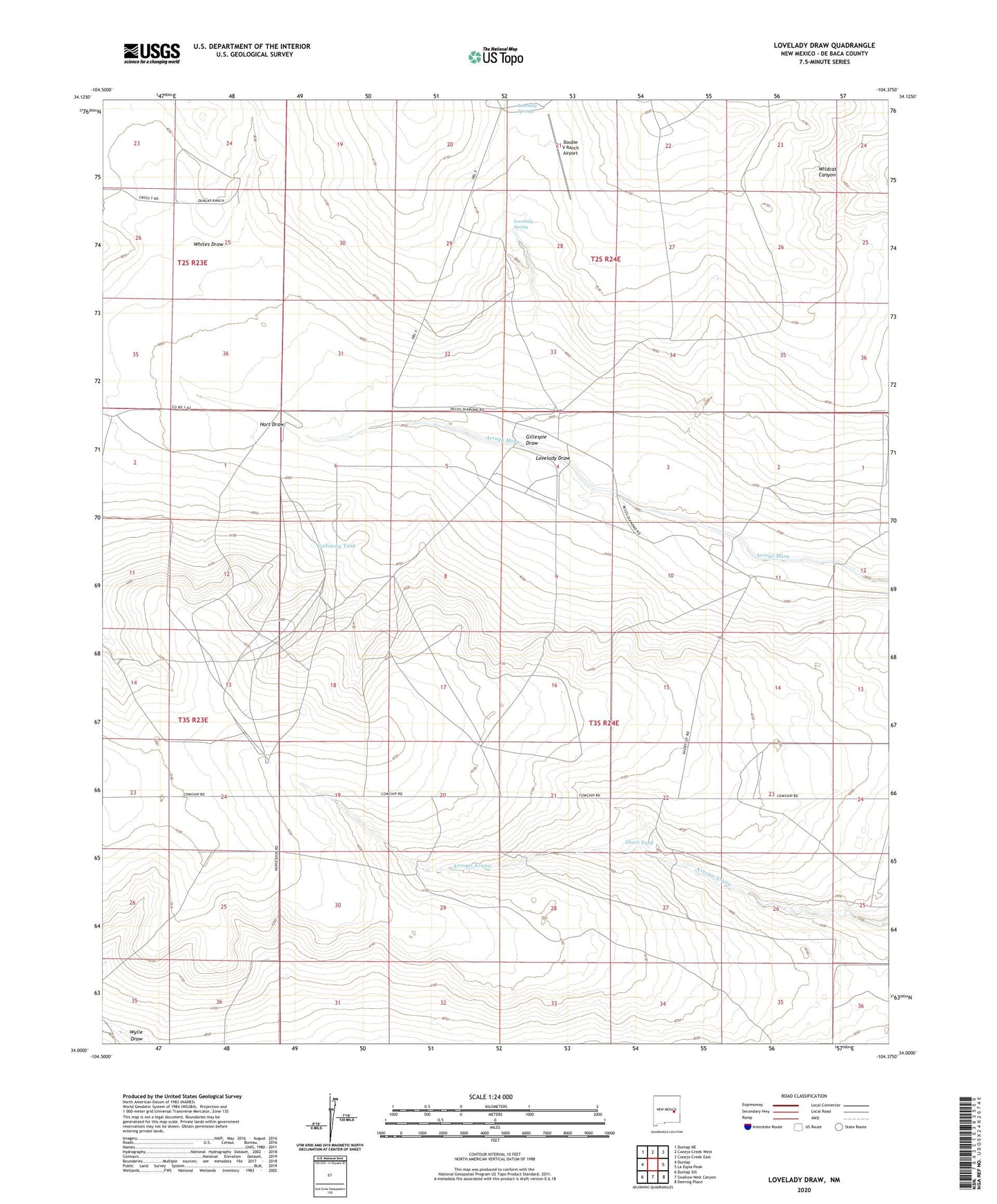 Lovelady Draw New Mexico US Topo Map Image