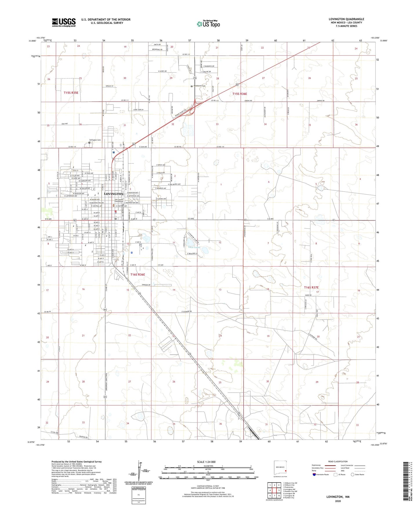 Lovington New Mexico US Topo Map Image