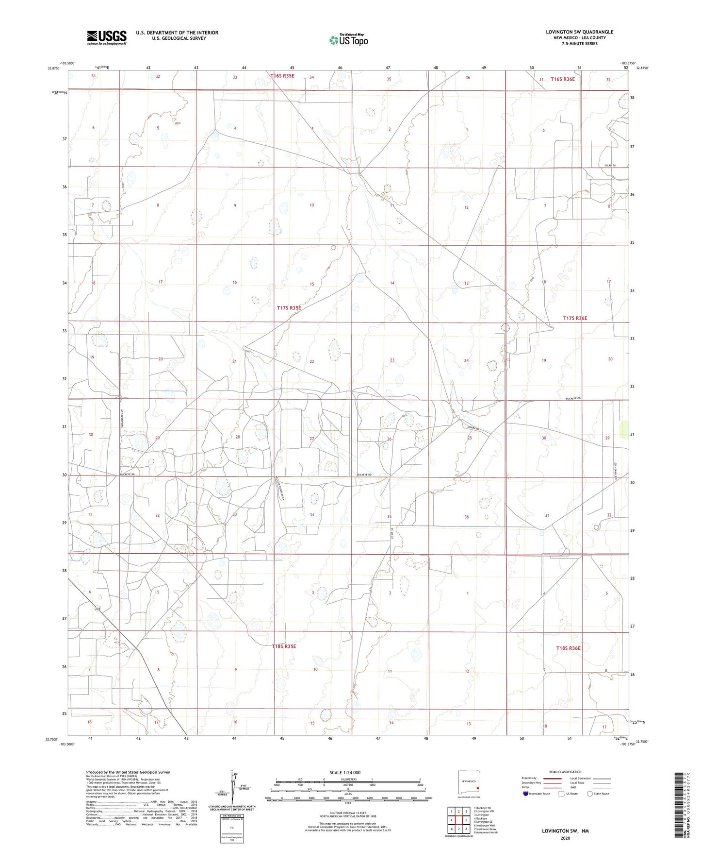 Lovington SW New Mexico US Topo Map Image