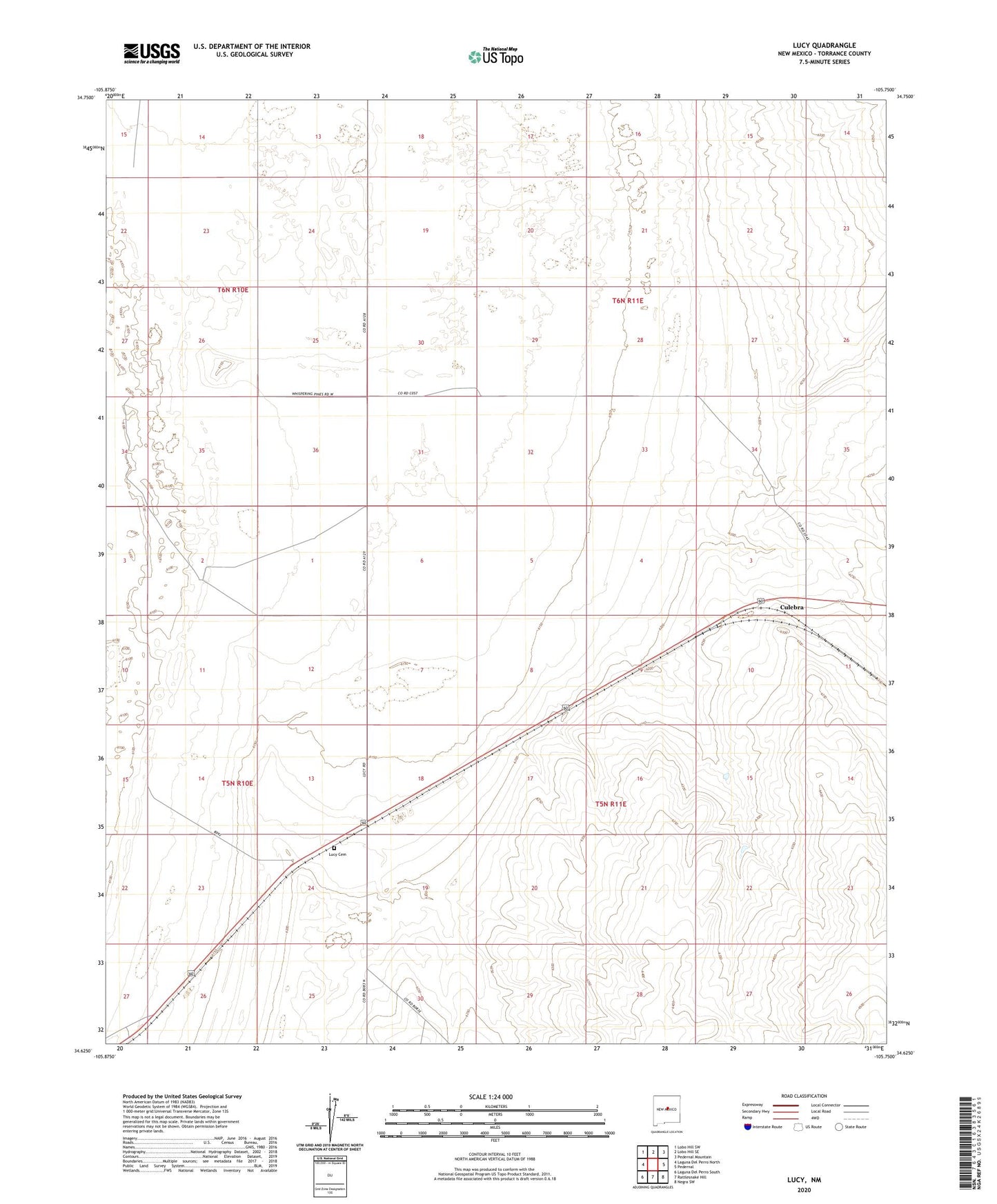 Lucy New Mexico US Topo Map Image