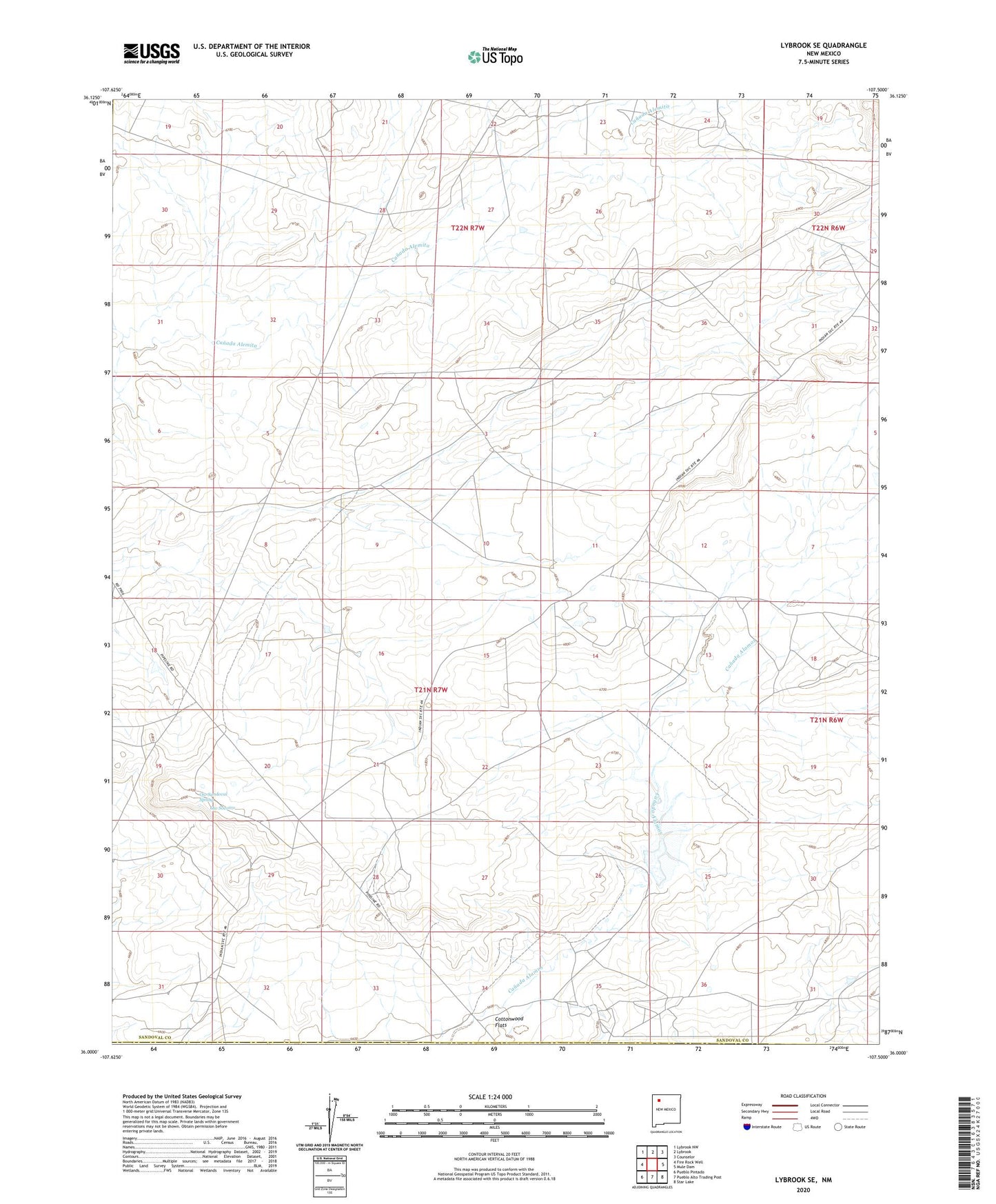 Lybrook SE New Mexico US Topo Map Image