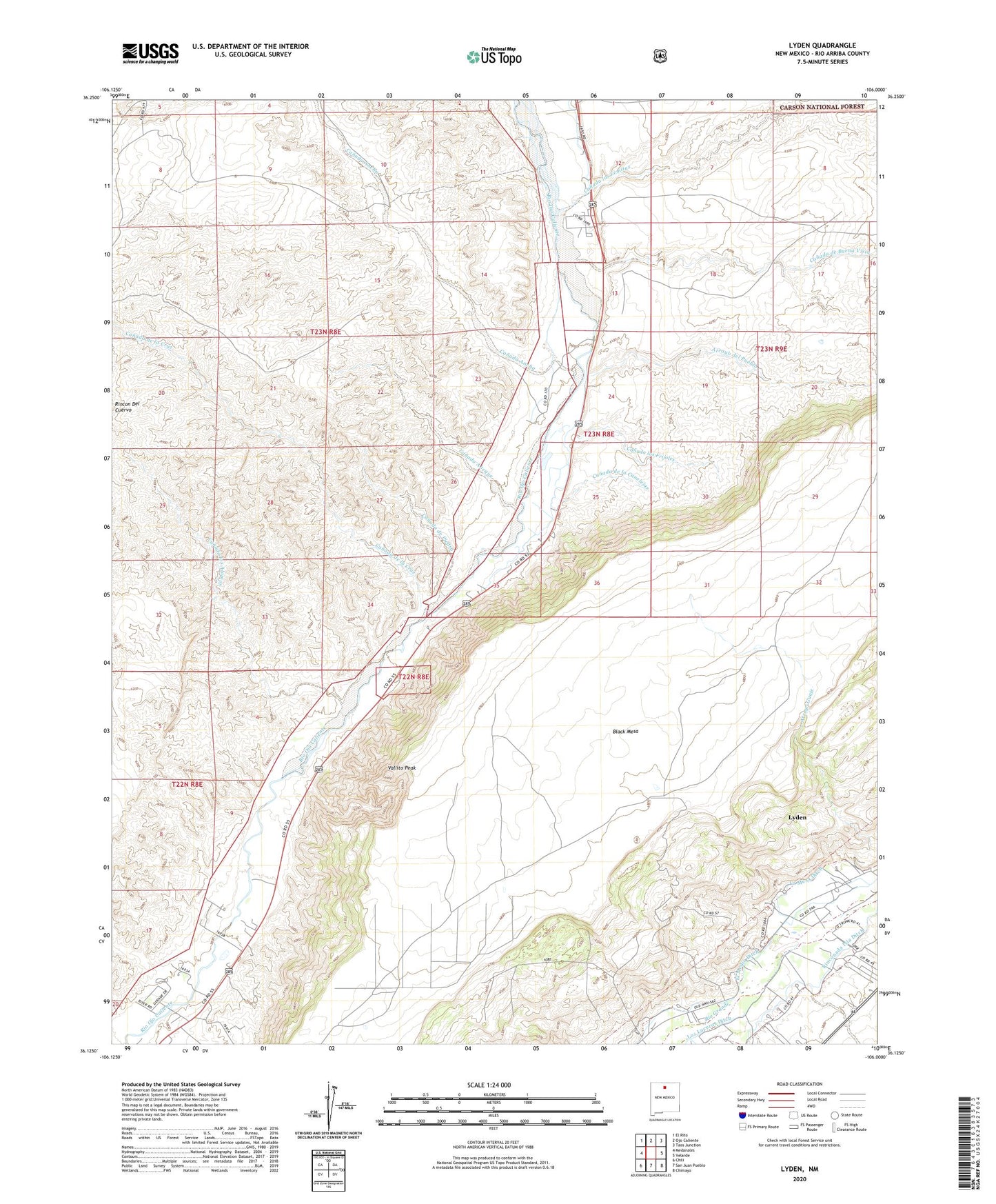 Lyden New Mexico US Topo Map Image
