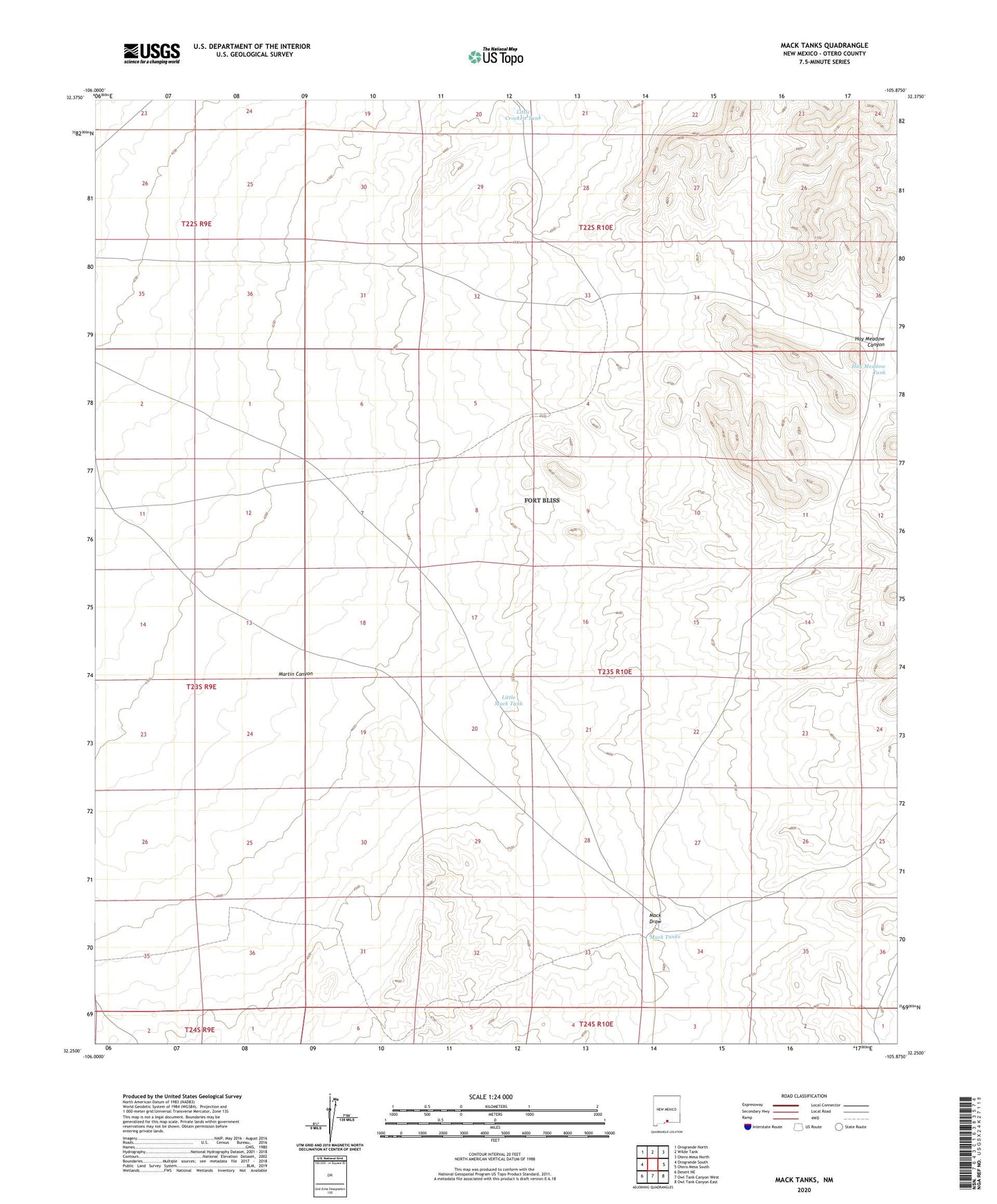 Mack Tanks New Mexico US Topo Map Image