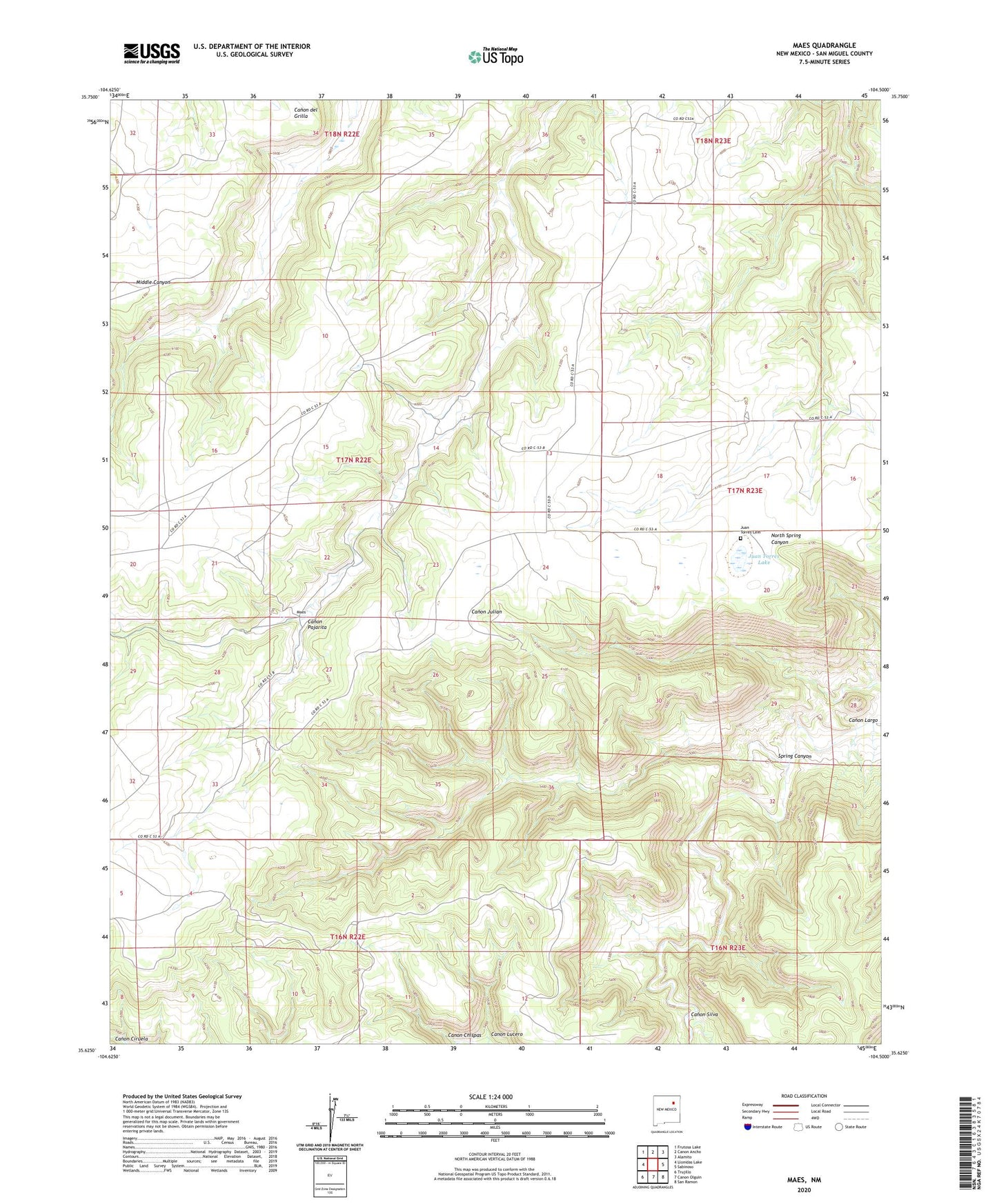 Maes New Mexico US Topo Map Image