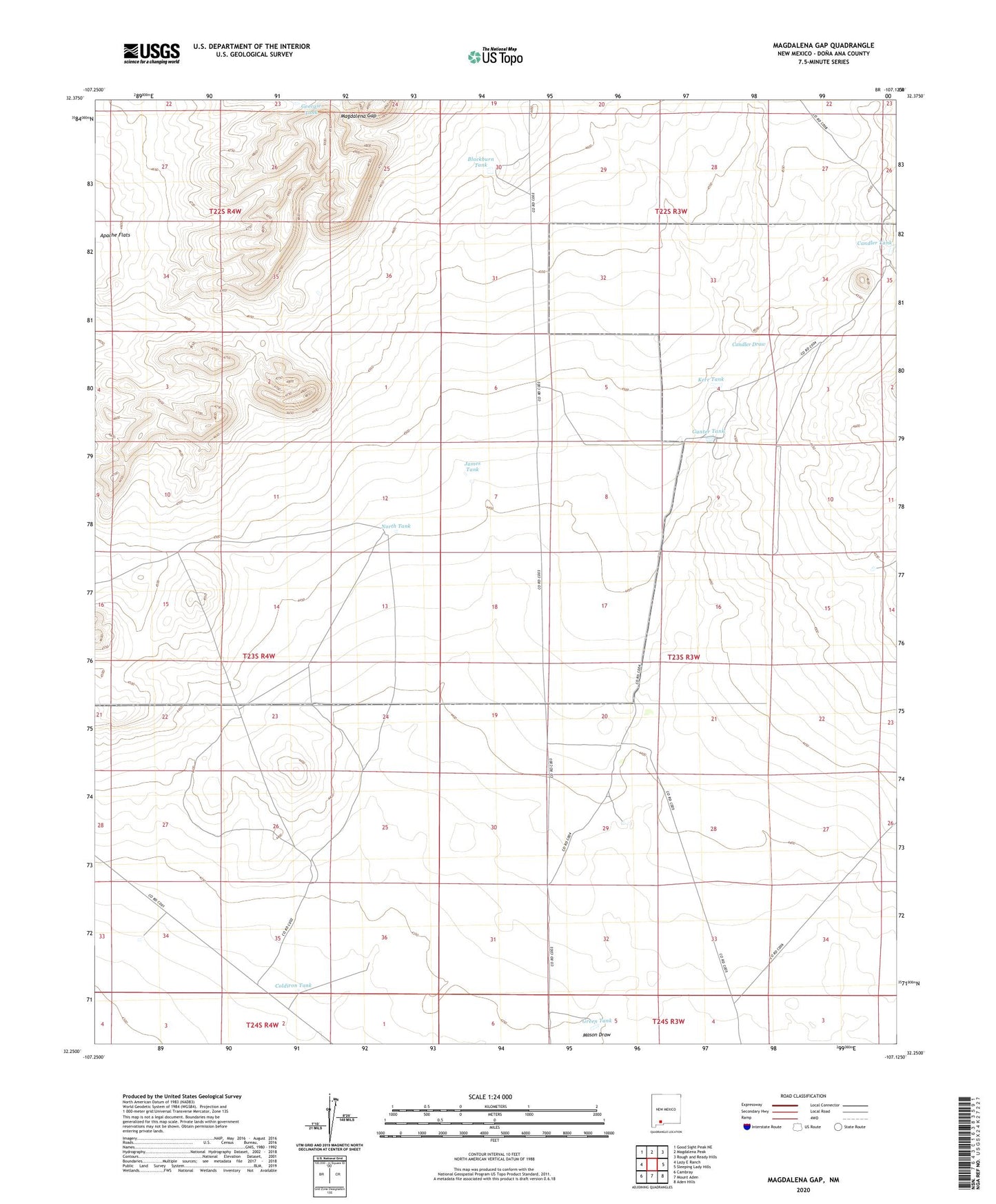 Magdalena Gap New Mexico US Topo Map Image