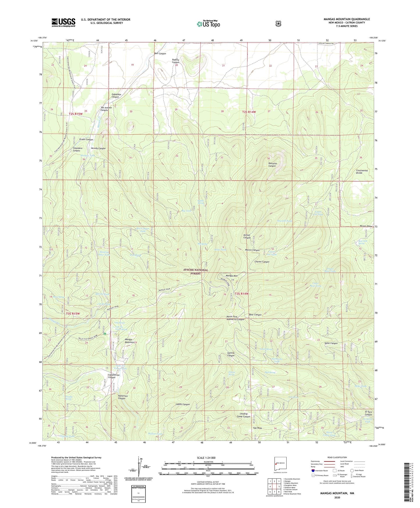 Mangas Mountain New Mexico US Topo Map Image