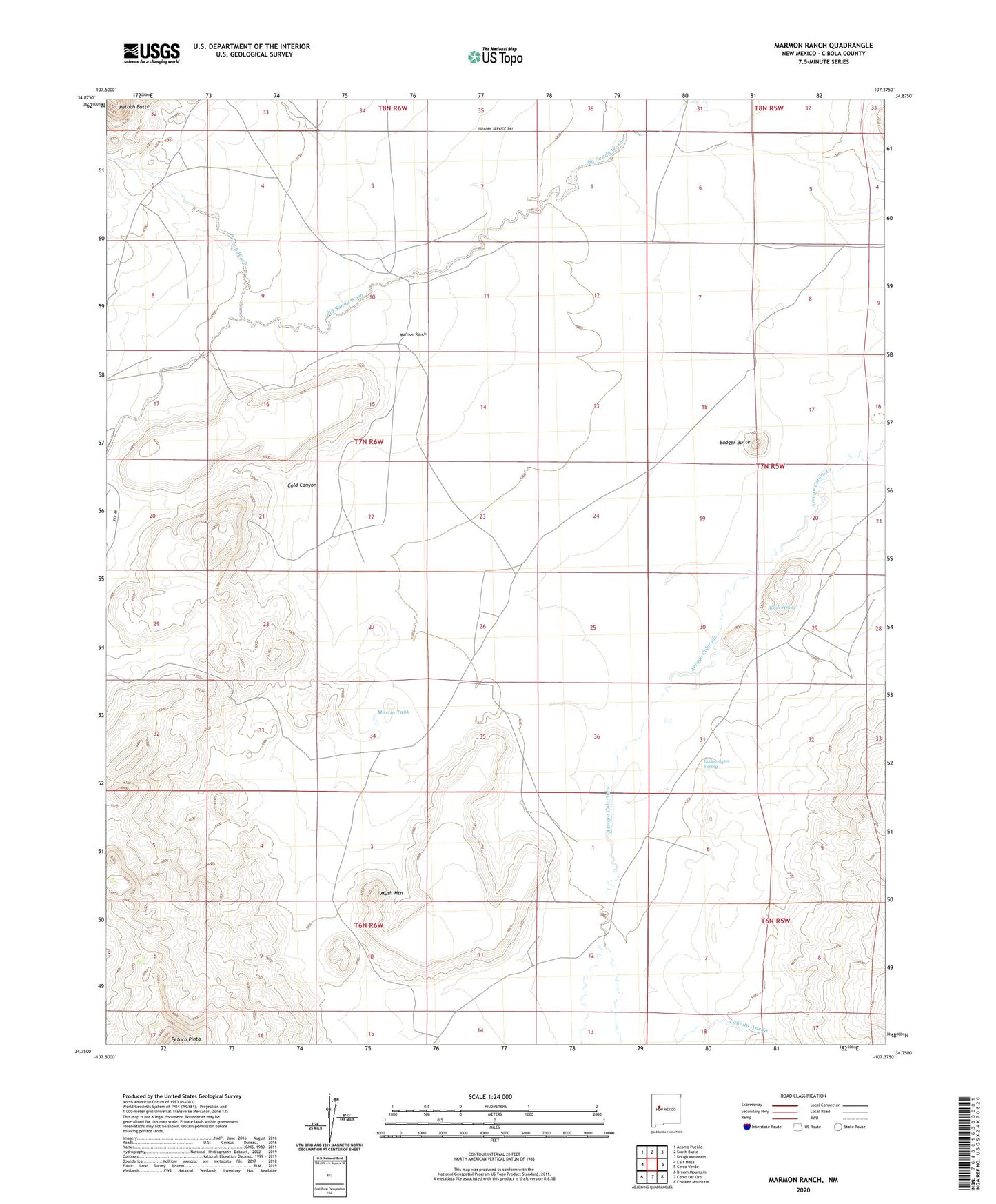 Marmon Ranch New Mexico US Topo Map Image