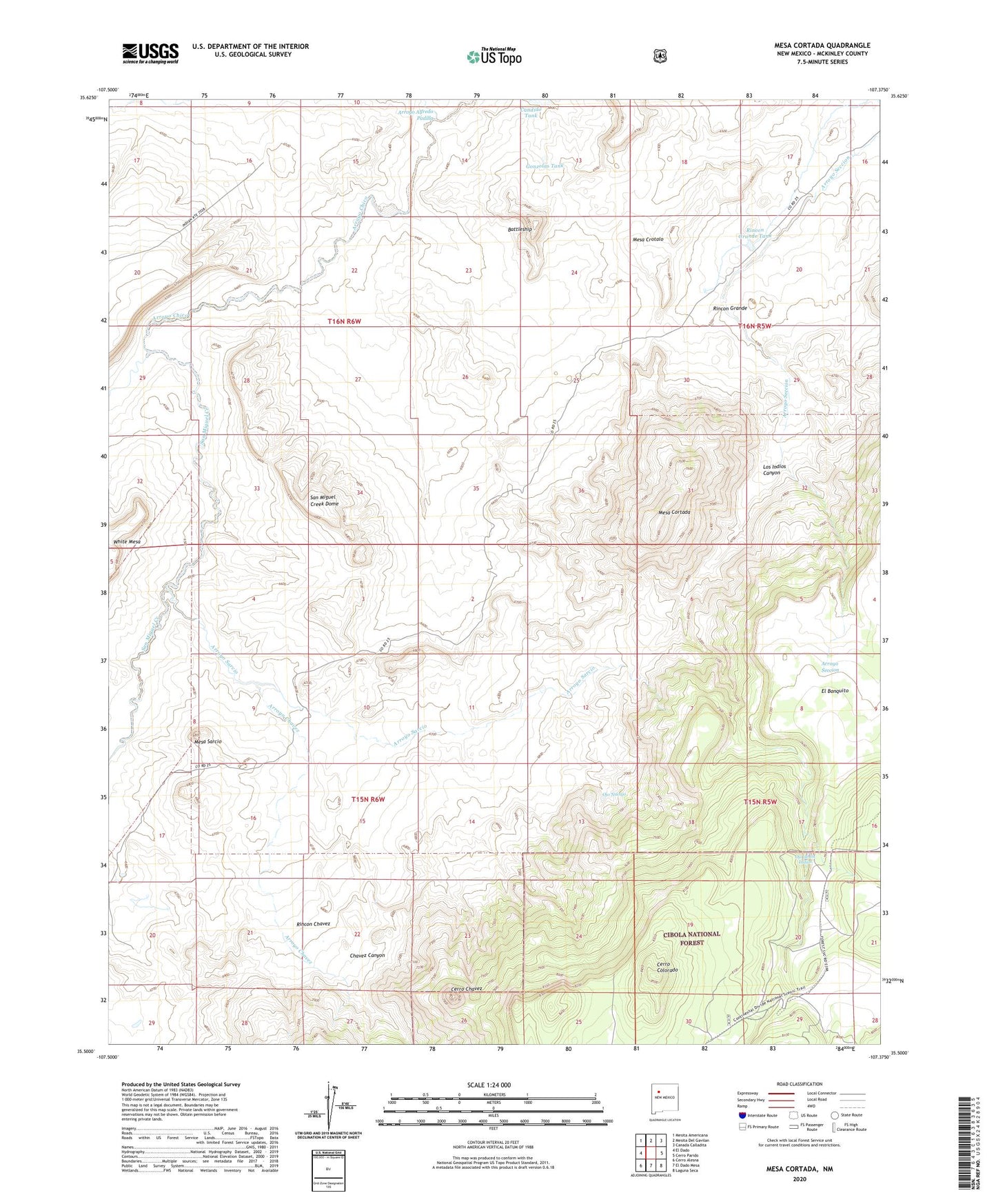 Mesa Cortada New Mexico US Topo Map Image