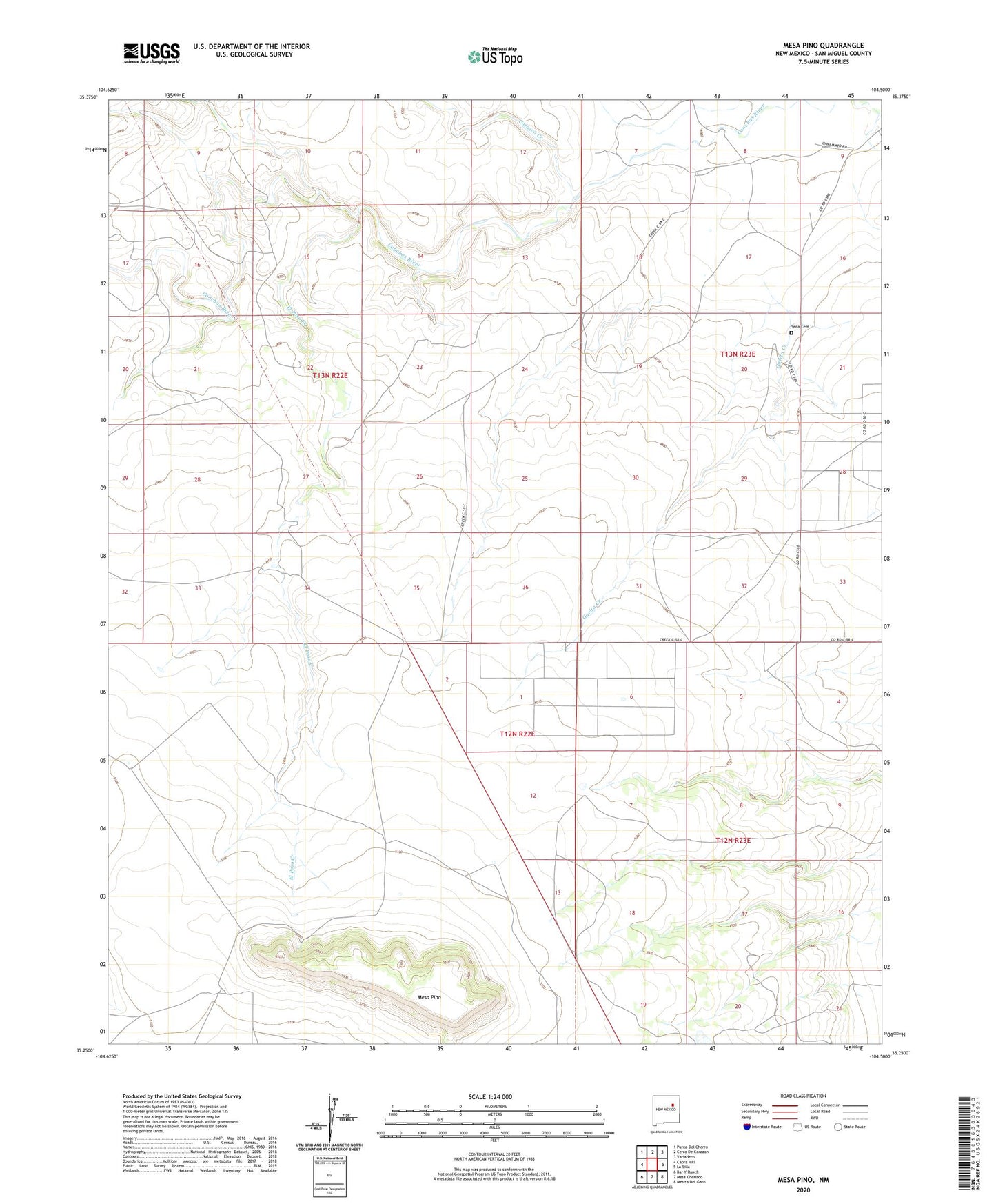 Mesa Pino New Mexico US Topo Map Image