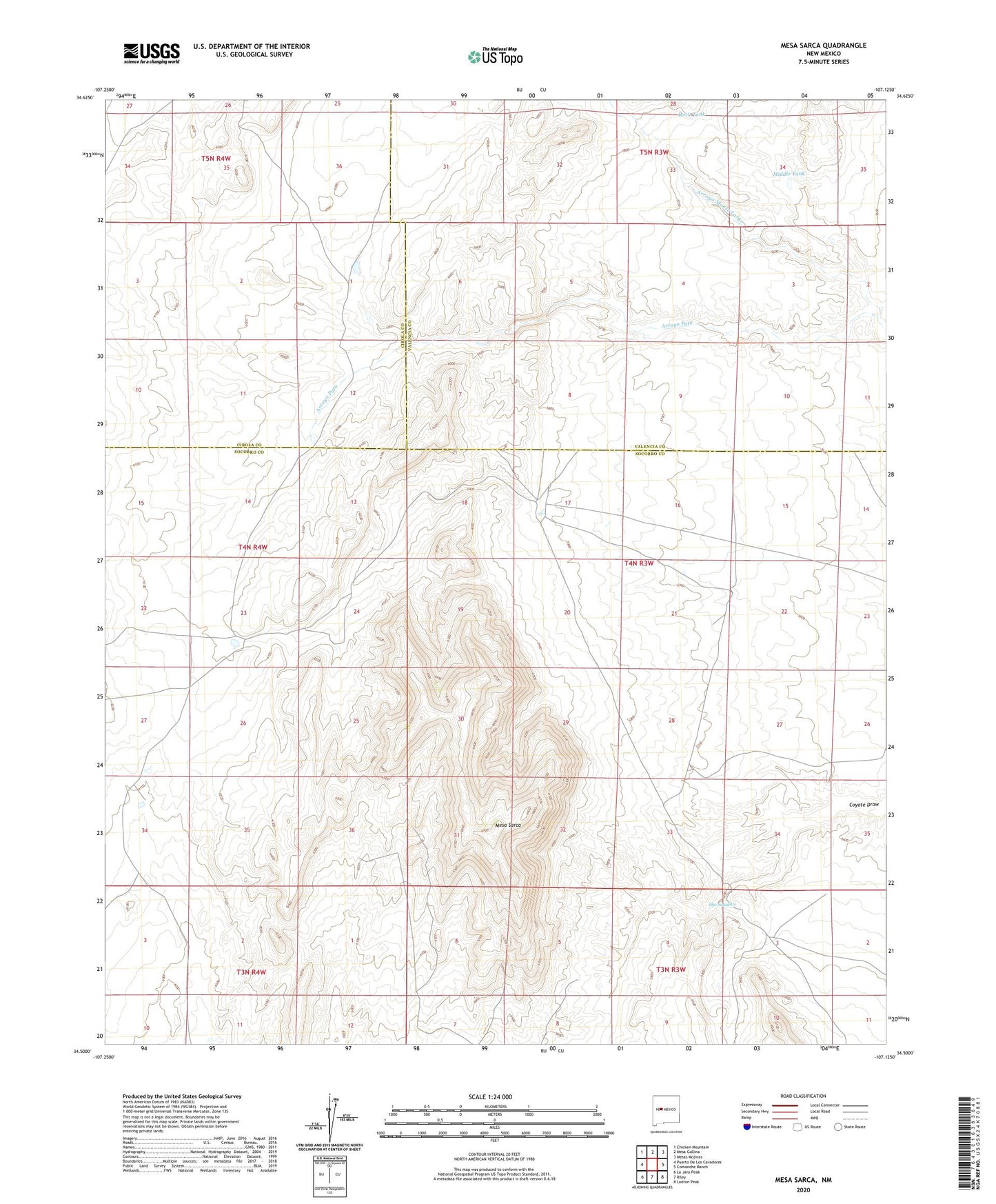 Mesa Sarca New Mexico US Topo Map Image