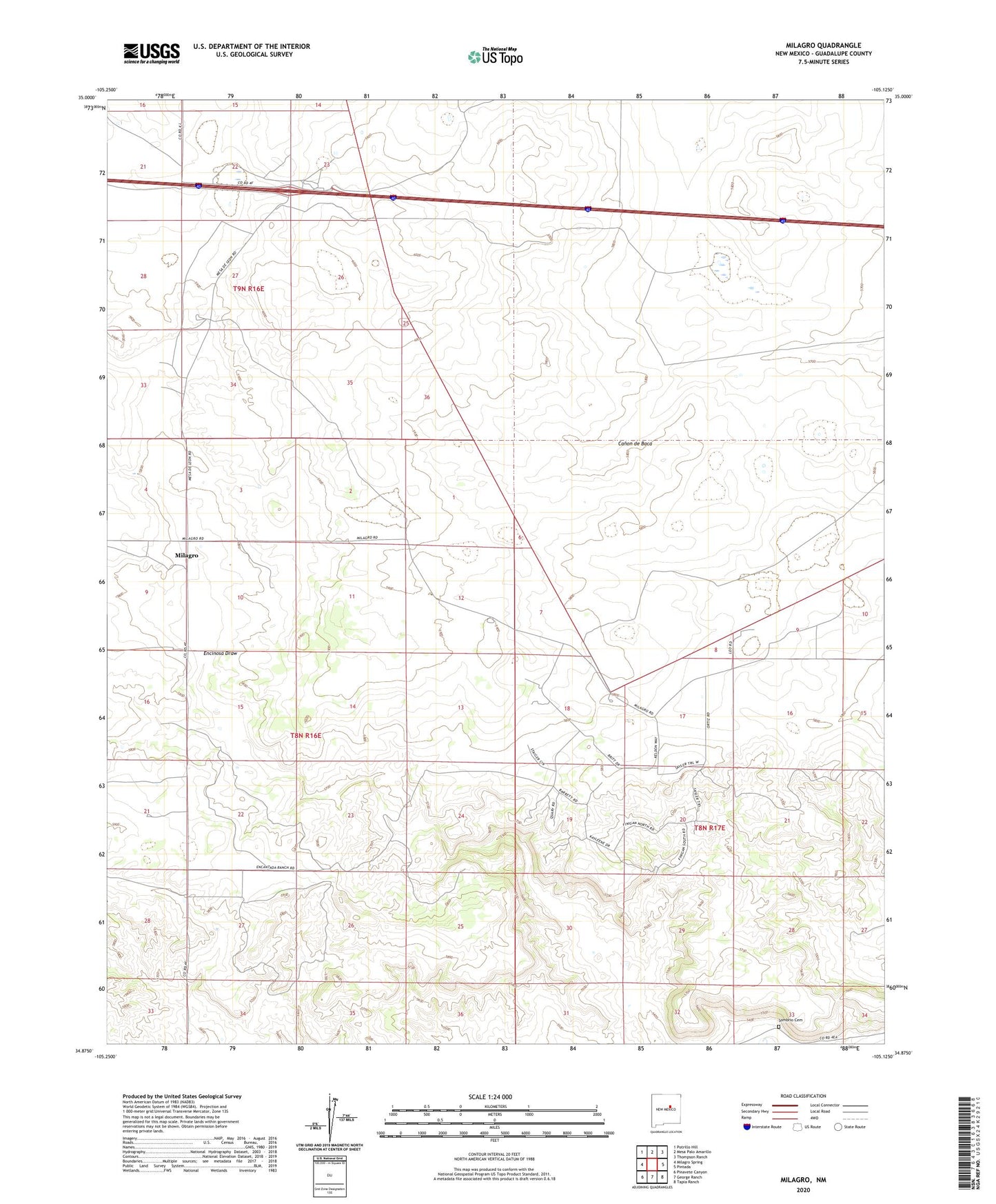 Milagro New Mexico US Topo Map Image