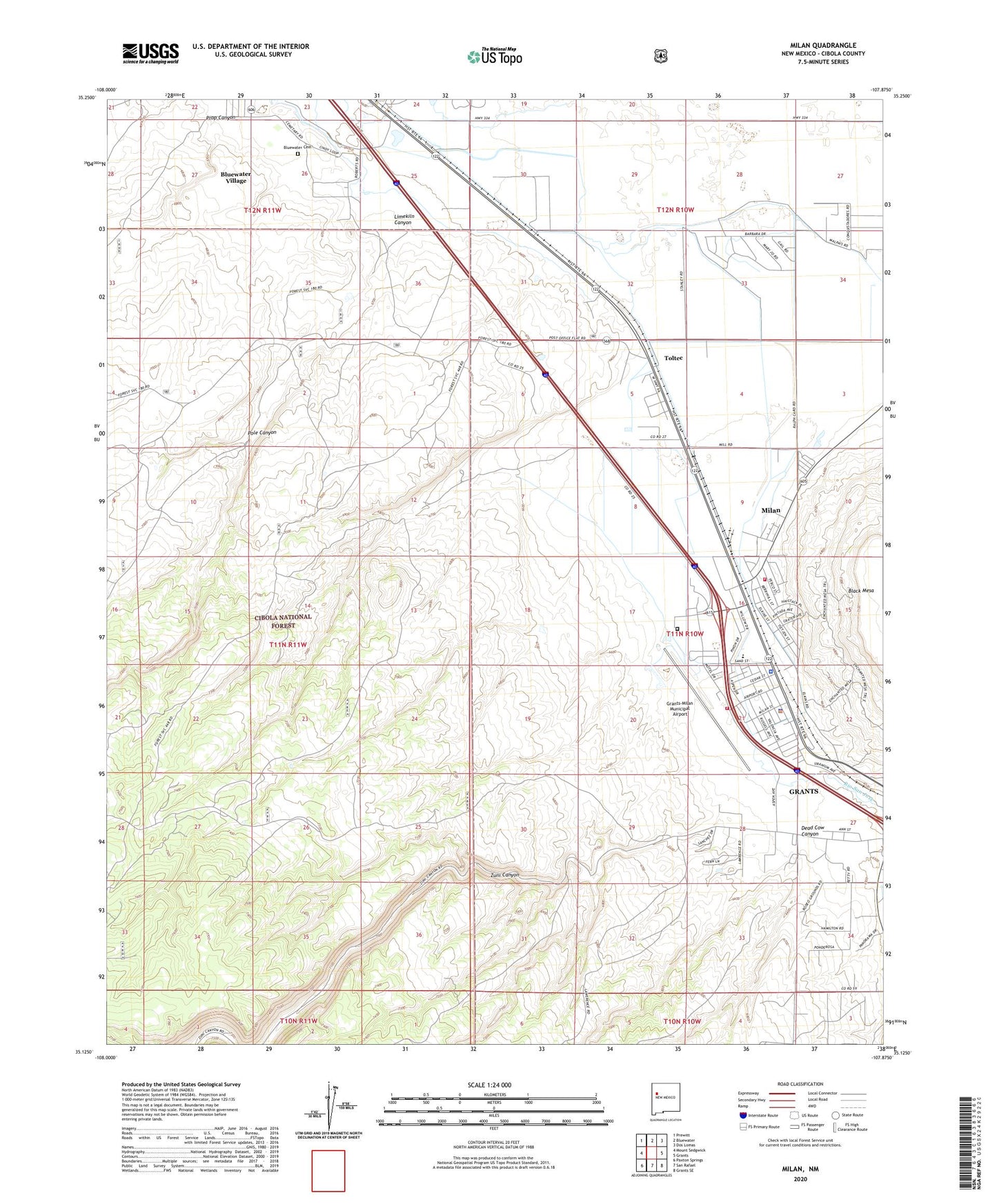 Milan New Mexico US Topo Map Image