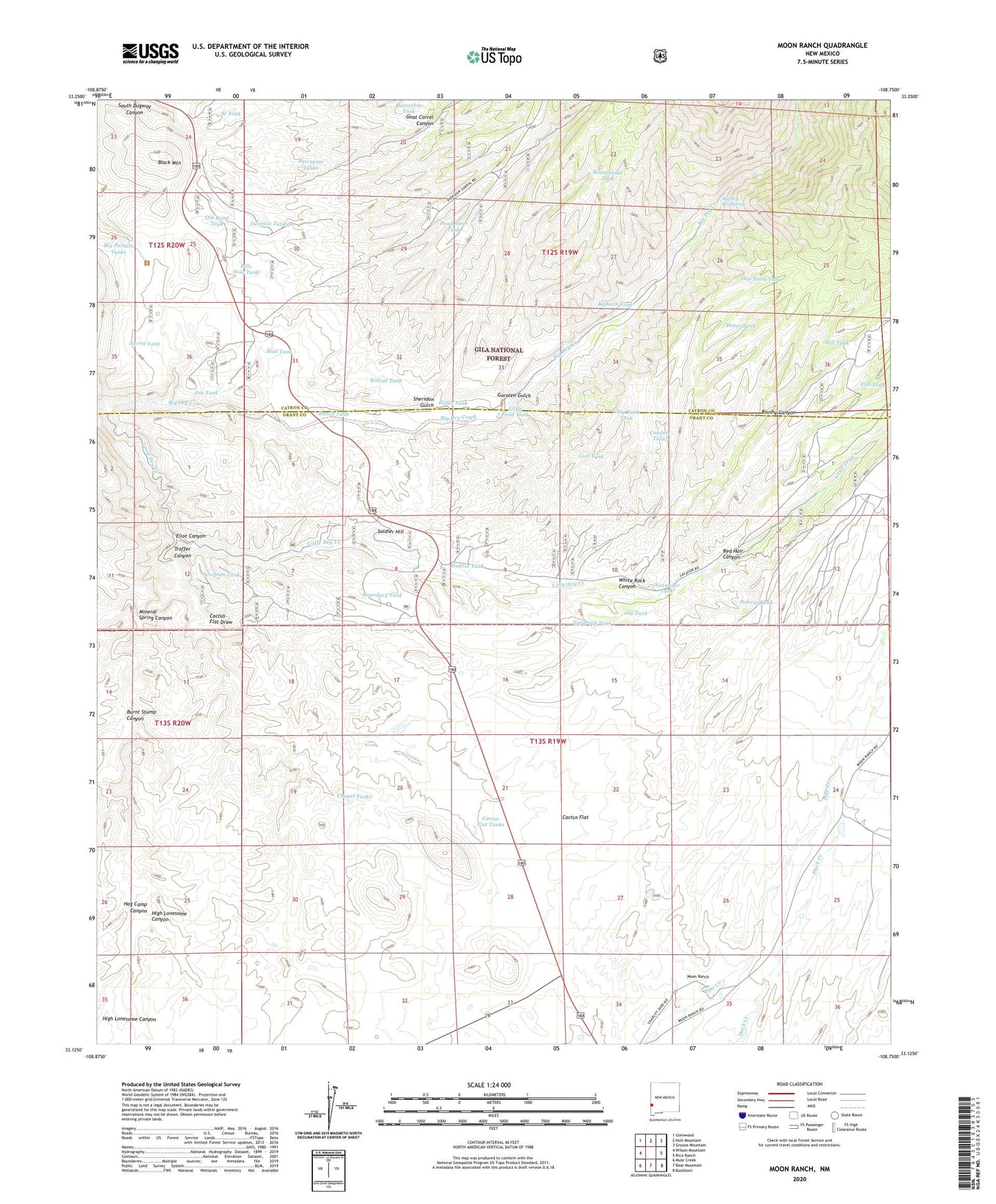 Moon Ranch New Mexico US Topo Map Image