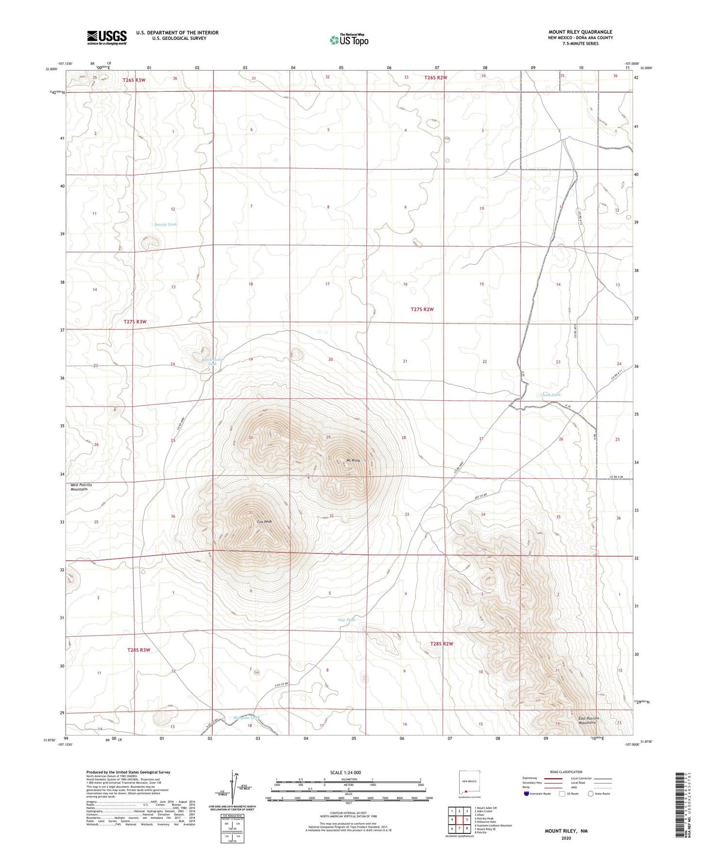 Mount Riley New Mexico US Topo Map Image