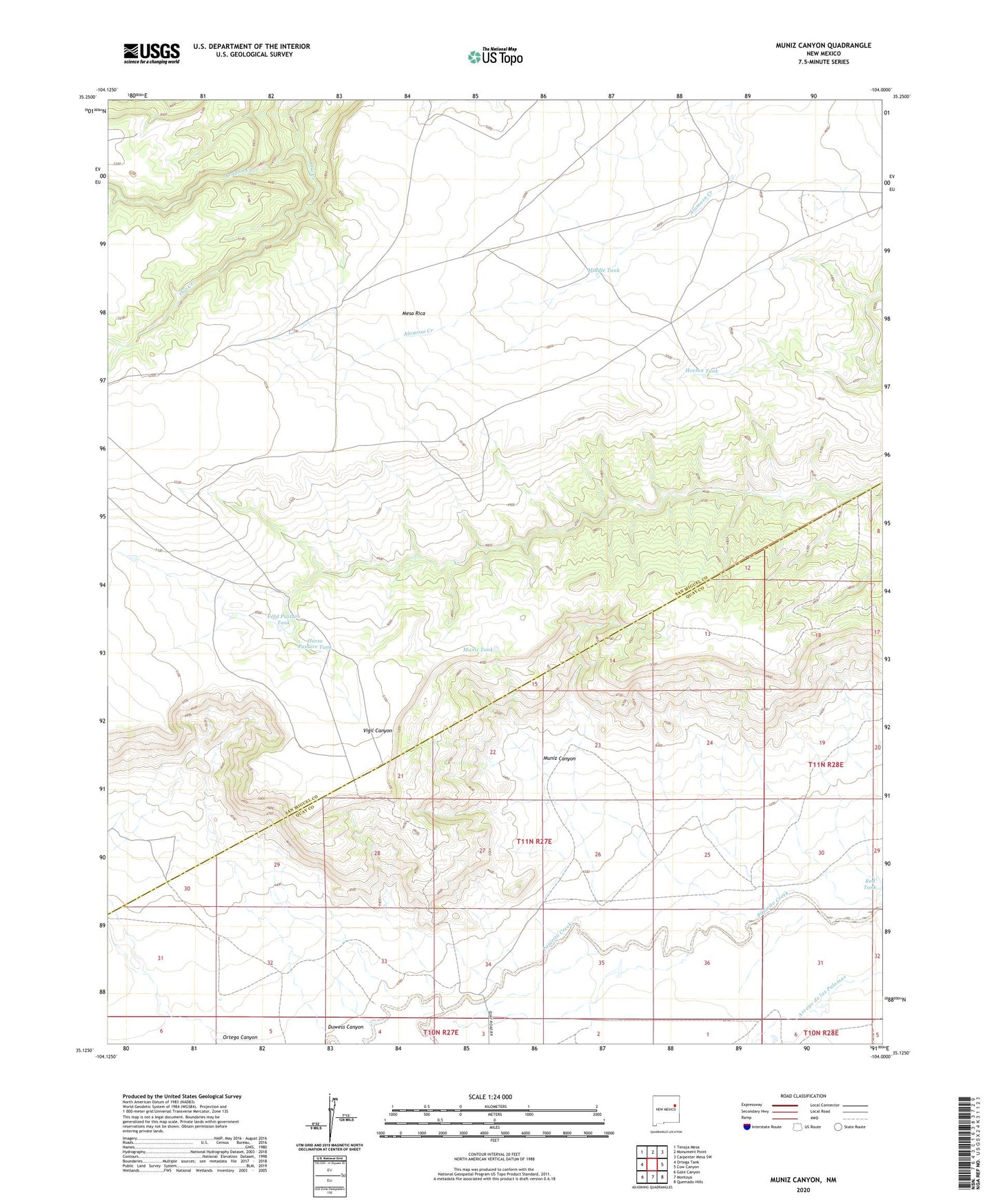 Muniz Canyon New Mexico US Topo Map Image