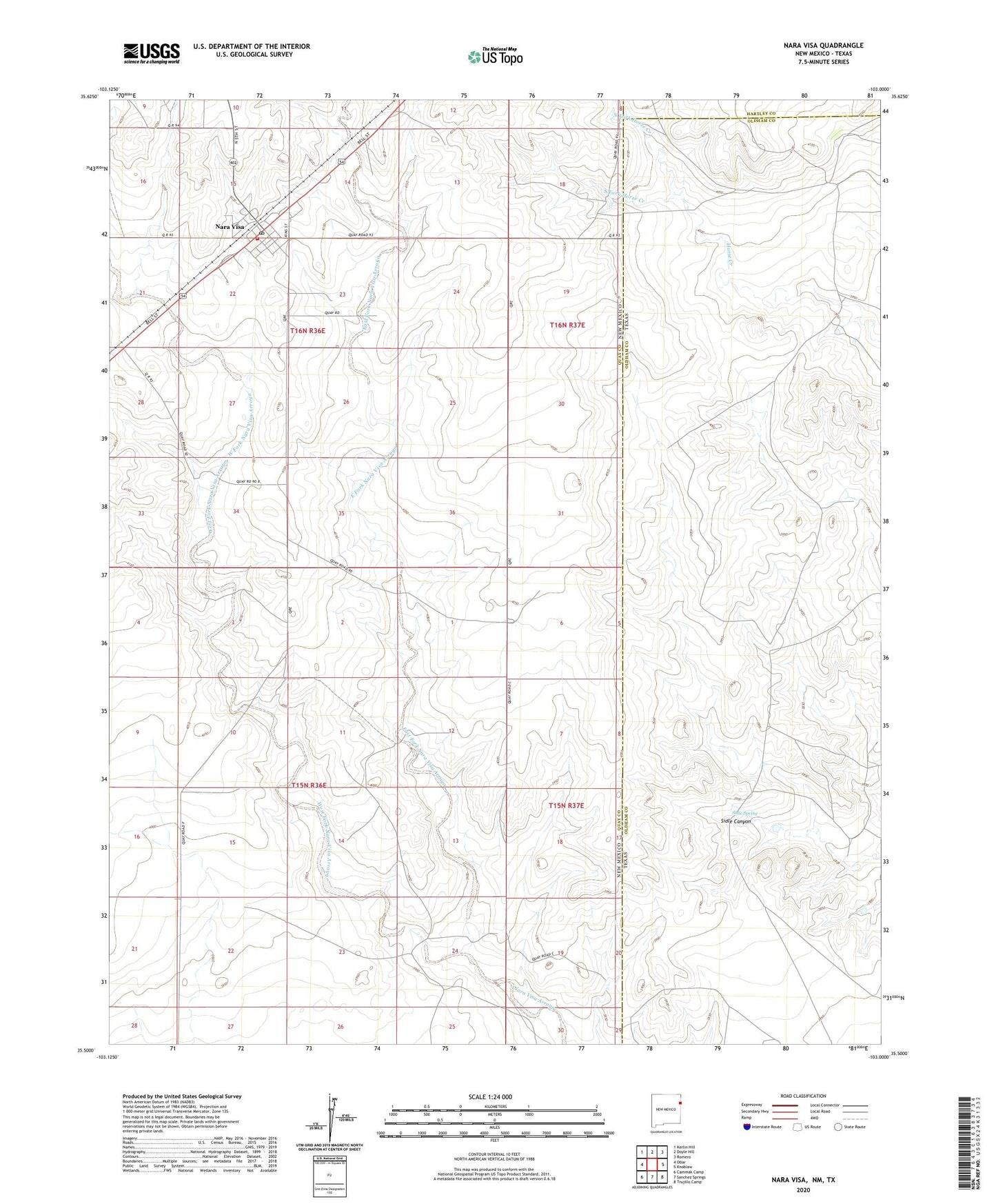 Nara Visa New Mexico US Topo Map Image
