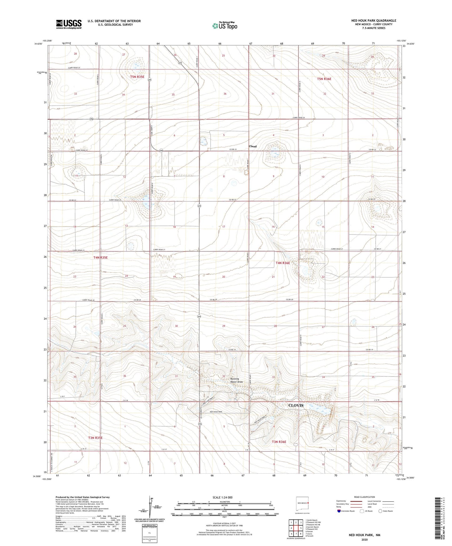 Ned Houk Park New Mexico US Topo Map Image