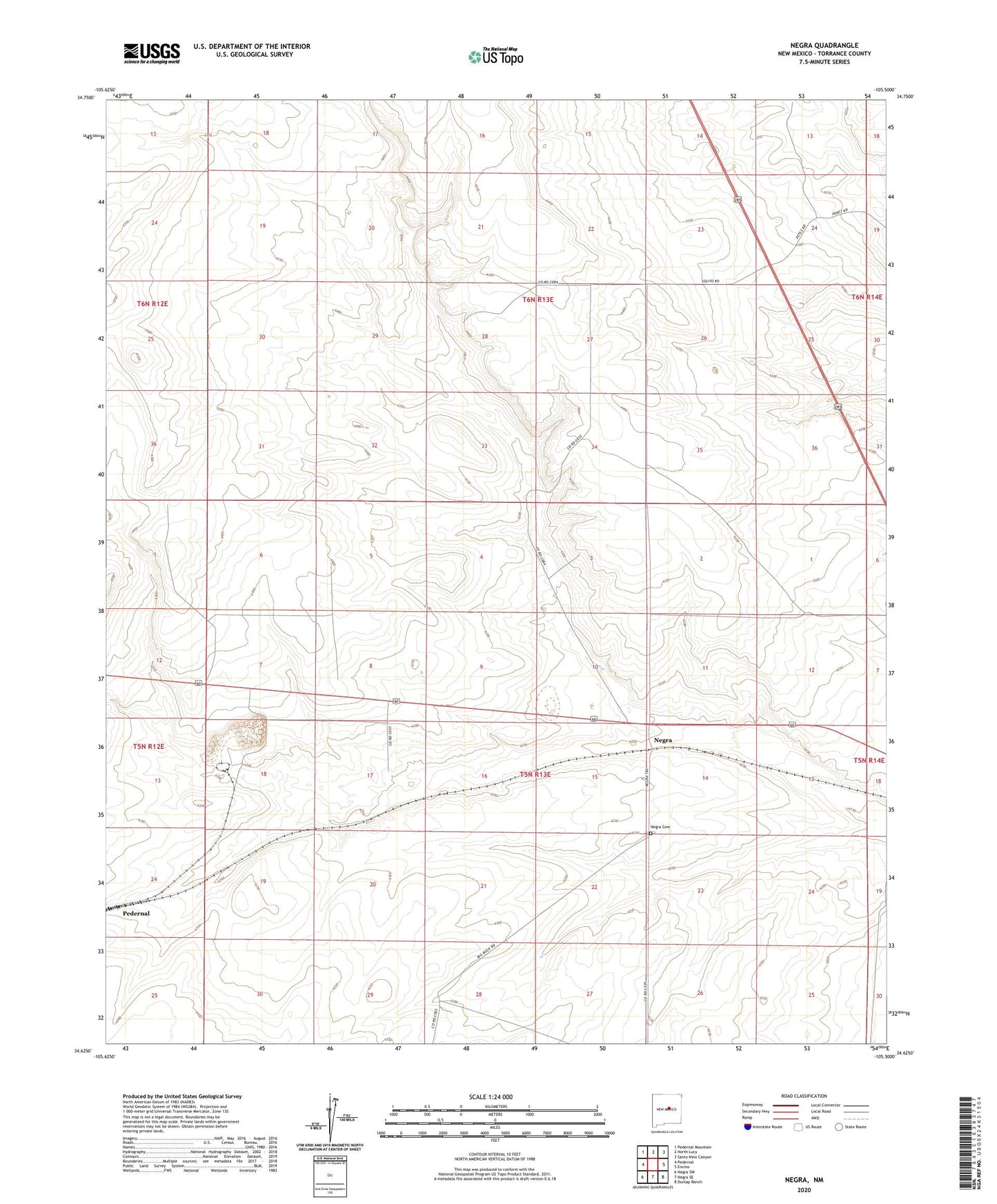 Negra New Mexico US Topo Map Image