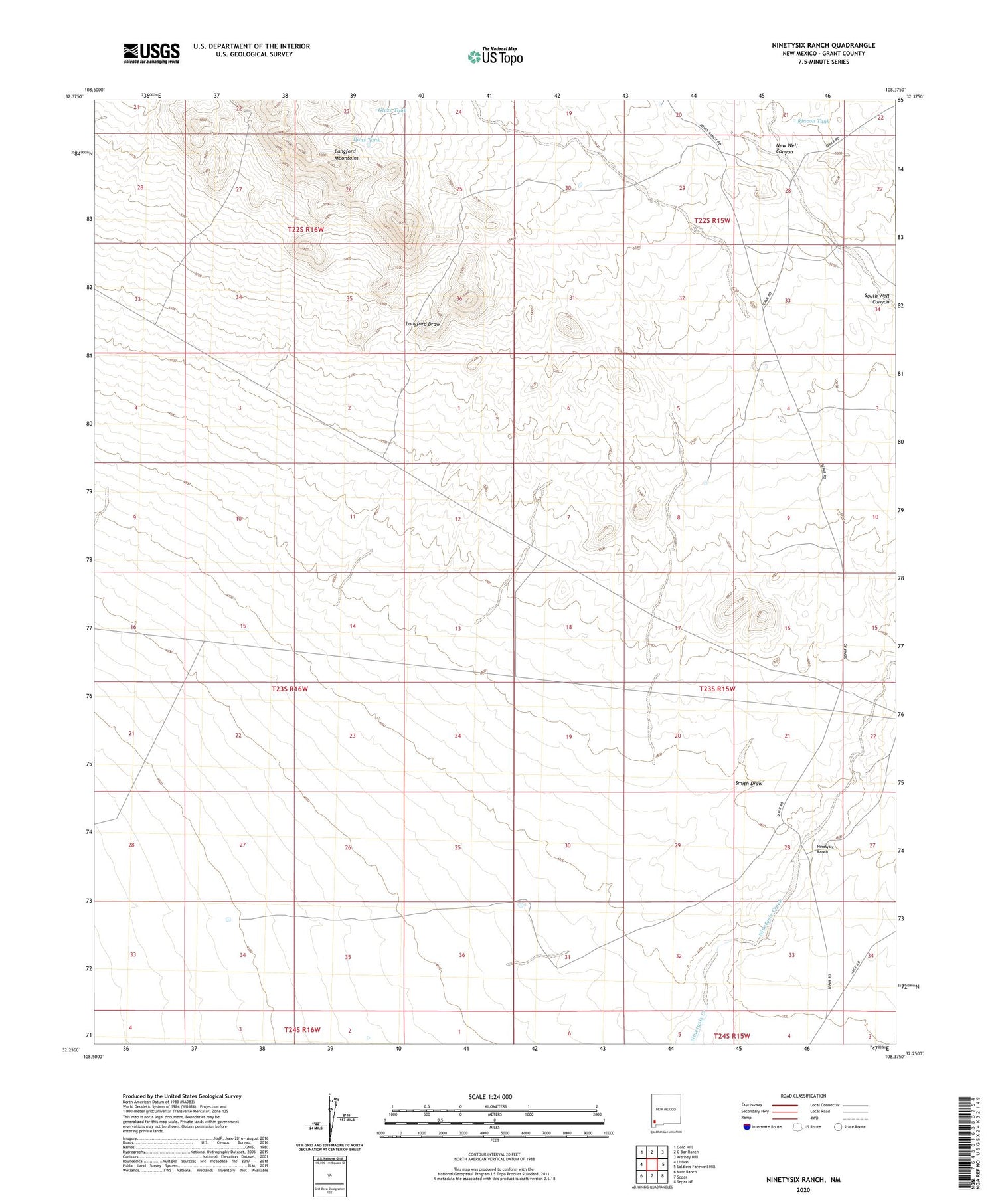 Ninetysix Ranch New Mexico US Topo Map Image