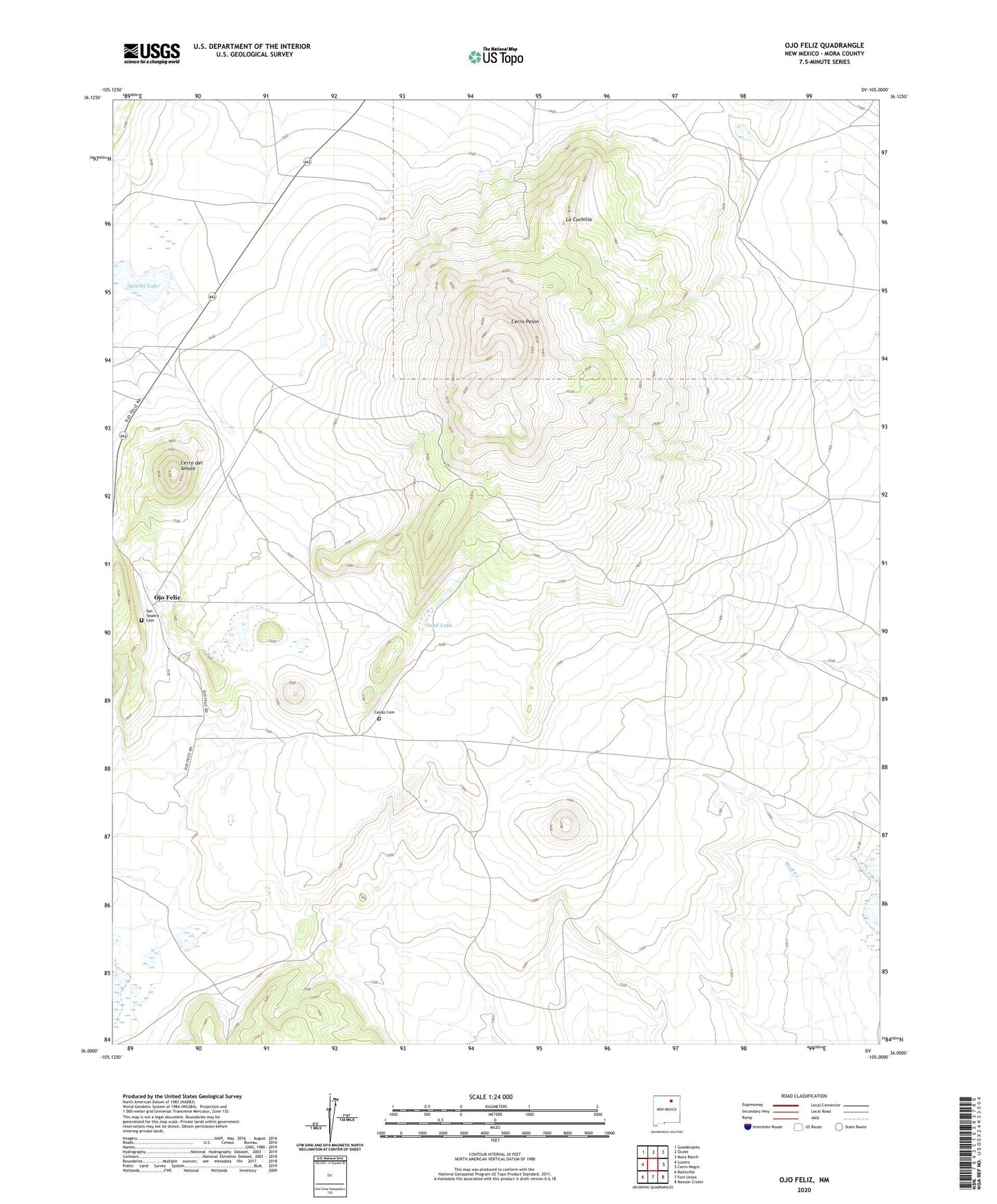 Ojo Feliz New Mexico US Topo Map Image