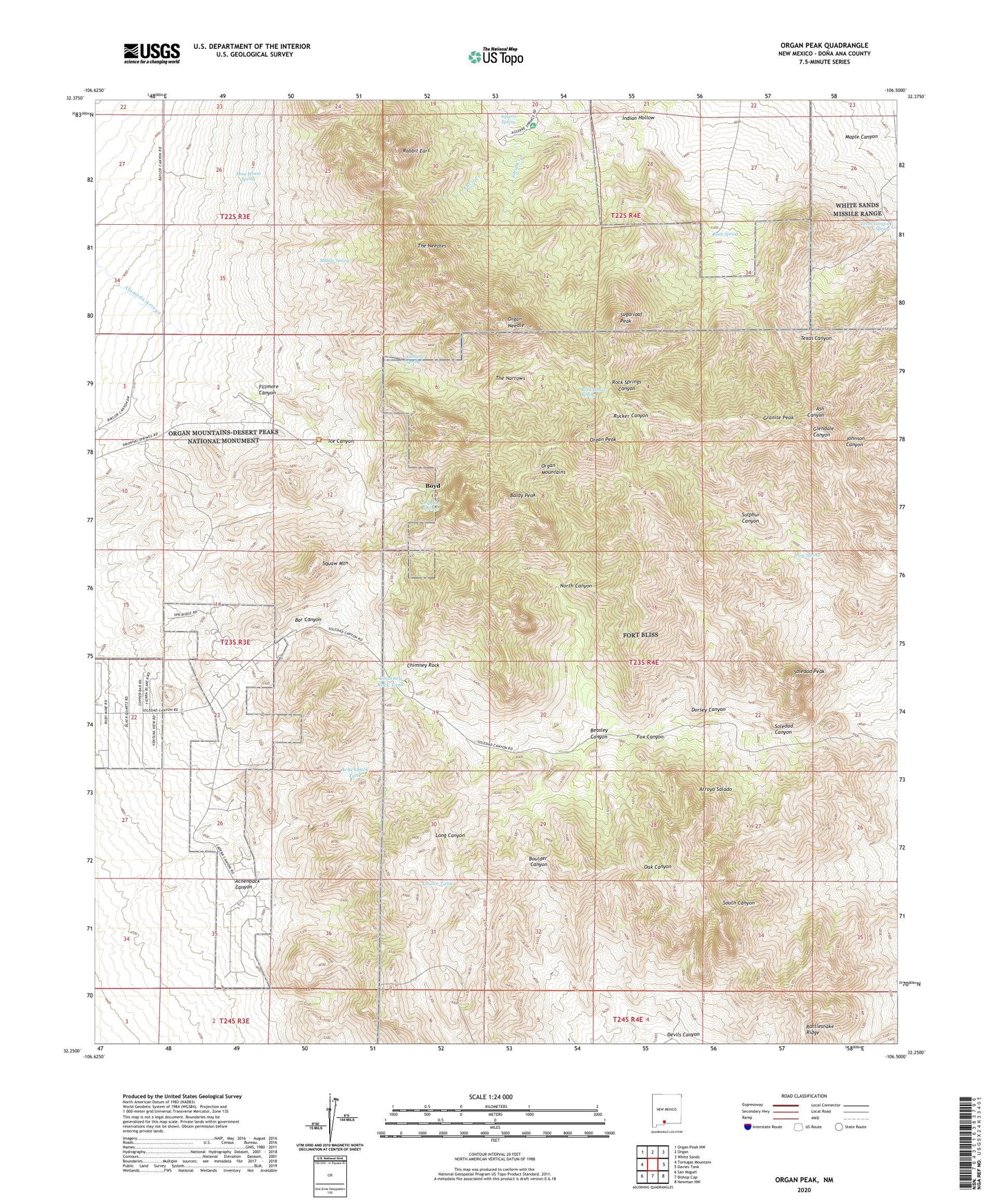 Organ Peak New Mexico US Topo Map Image