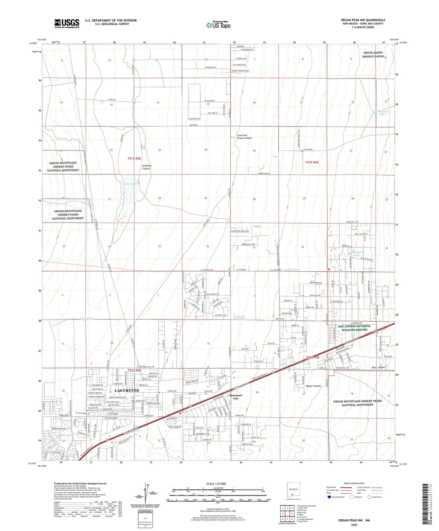 Organ Peak NW New Mexico US Topo Map Image