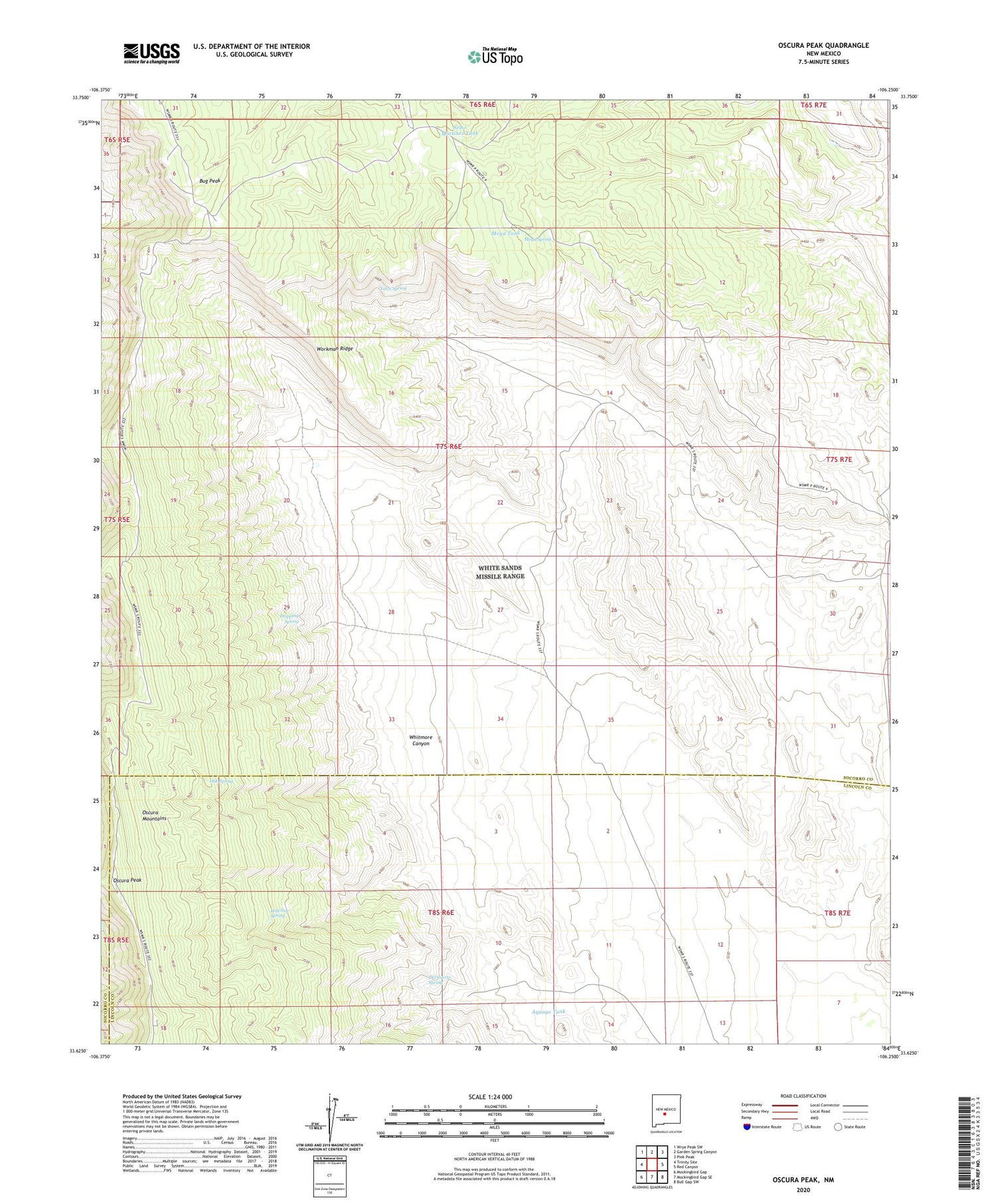 Oscura Peak New Mexico US Topo Map Image
