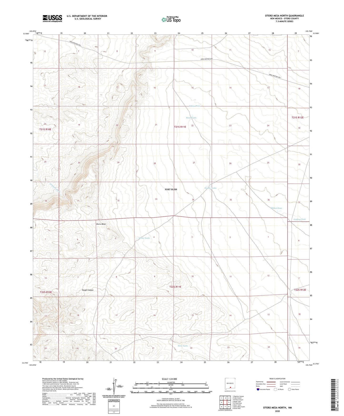 Otero Mesa North New Mexico US Topo Map Image