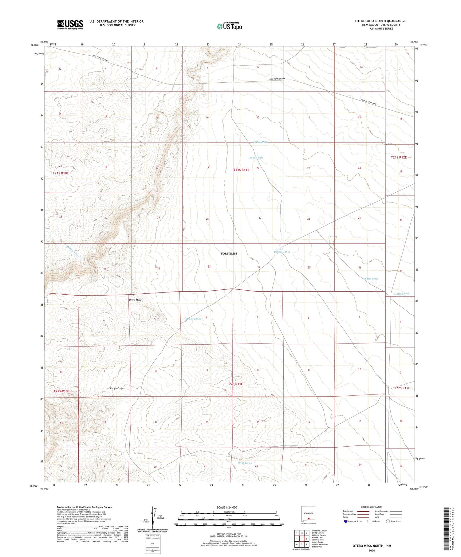 Otero Mesa North New Mexico US Topo Map Image