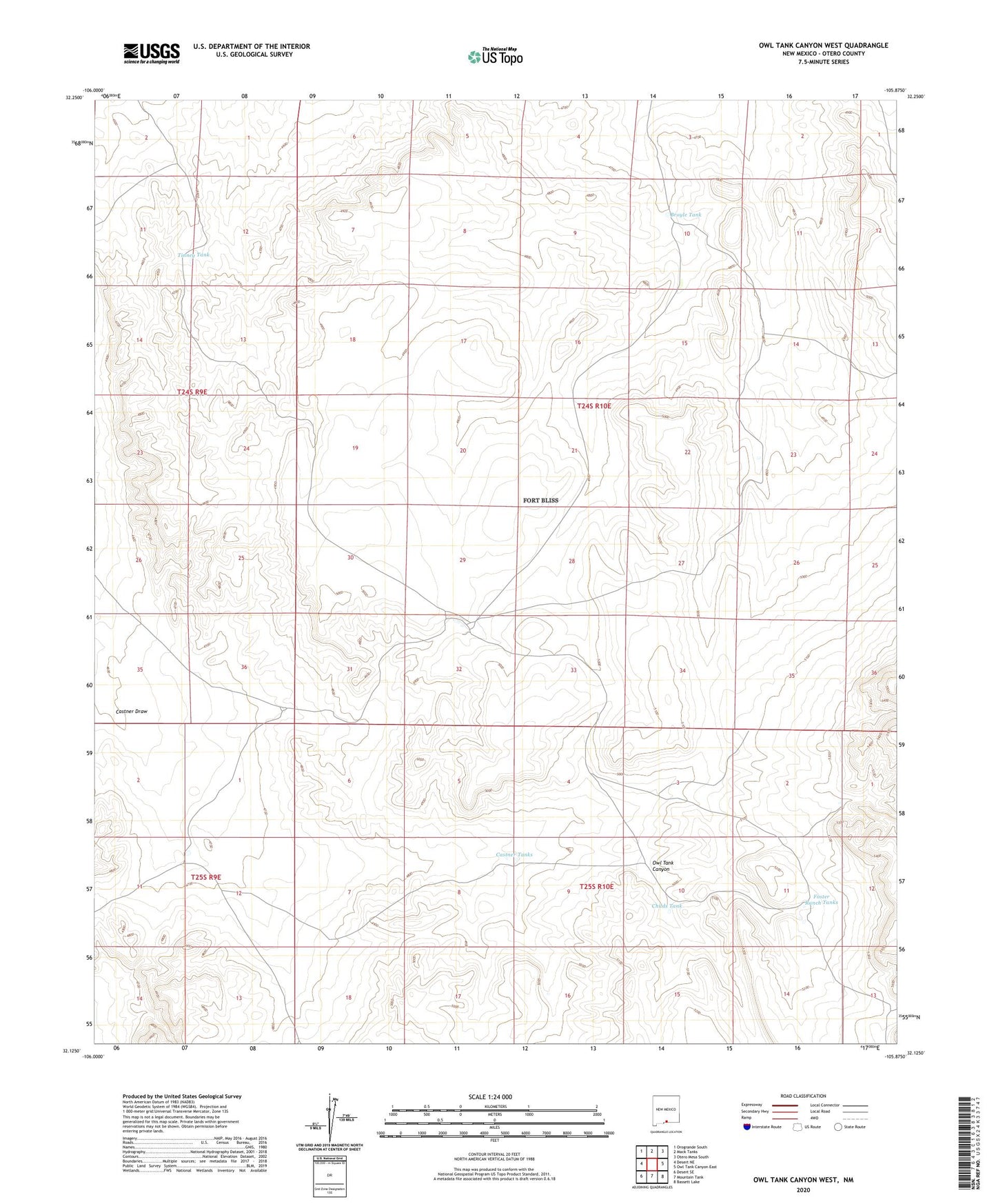 Owl Tank Canyon West New Mexico US Topo Map Image