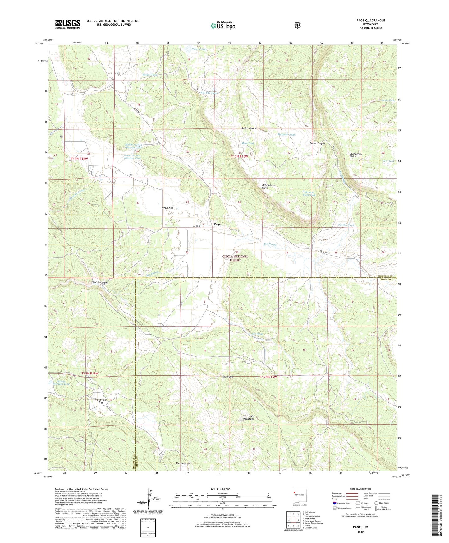 Page New Mexico US Topo Map Image