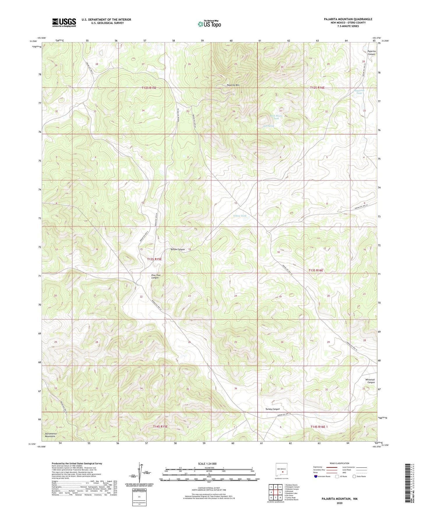Pajarita Mountain New Mexico US Topo Map Image