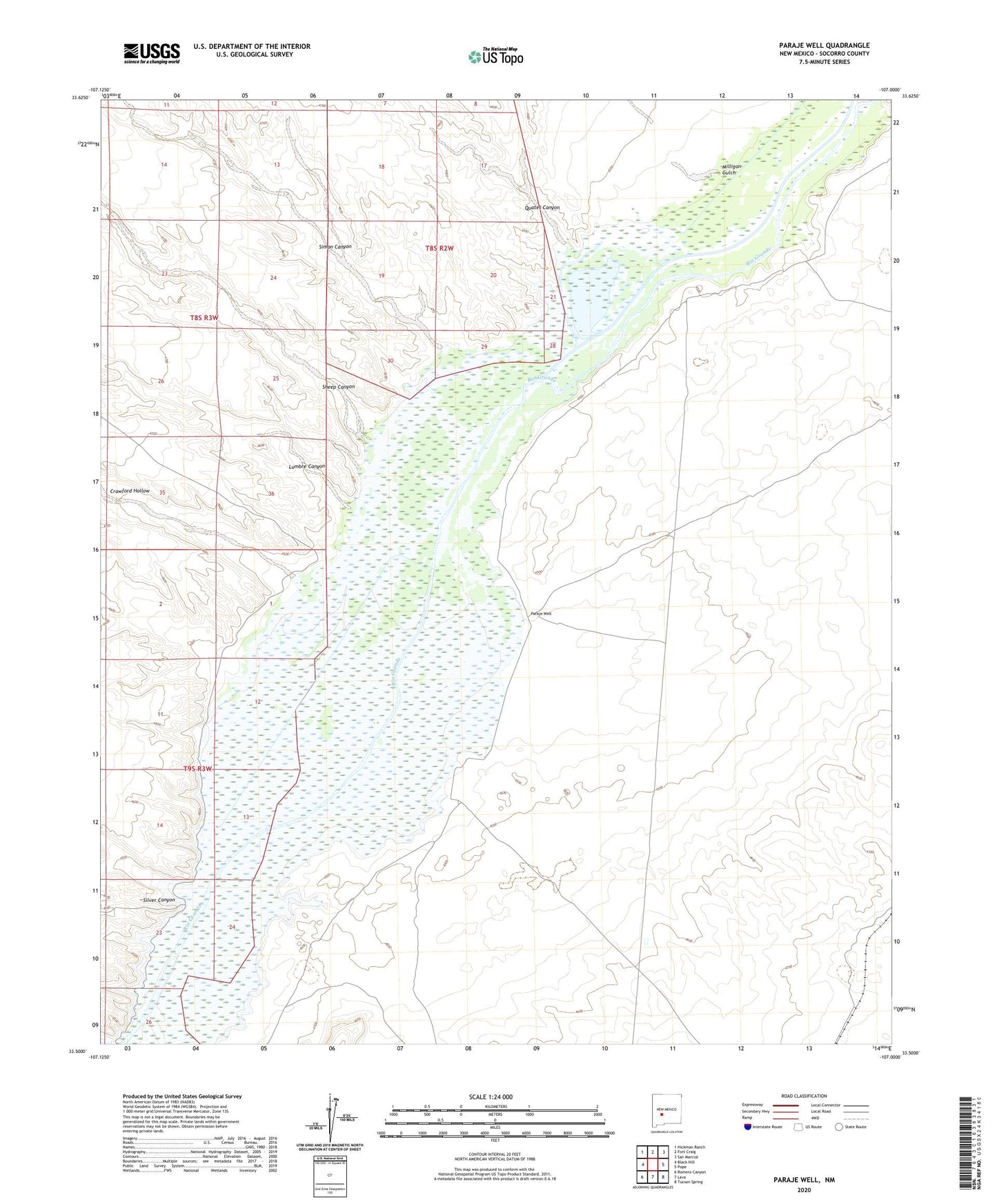 Paraje Well New Mexico US Topo Map Image