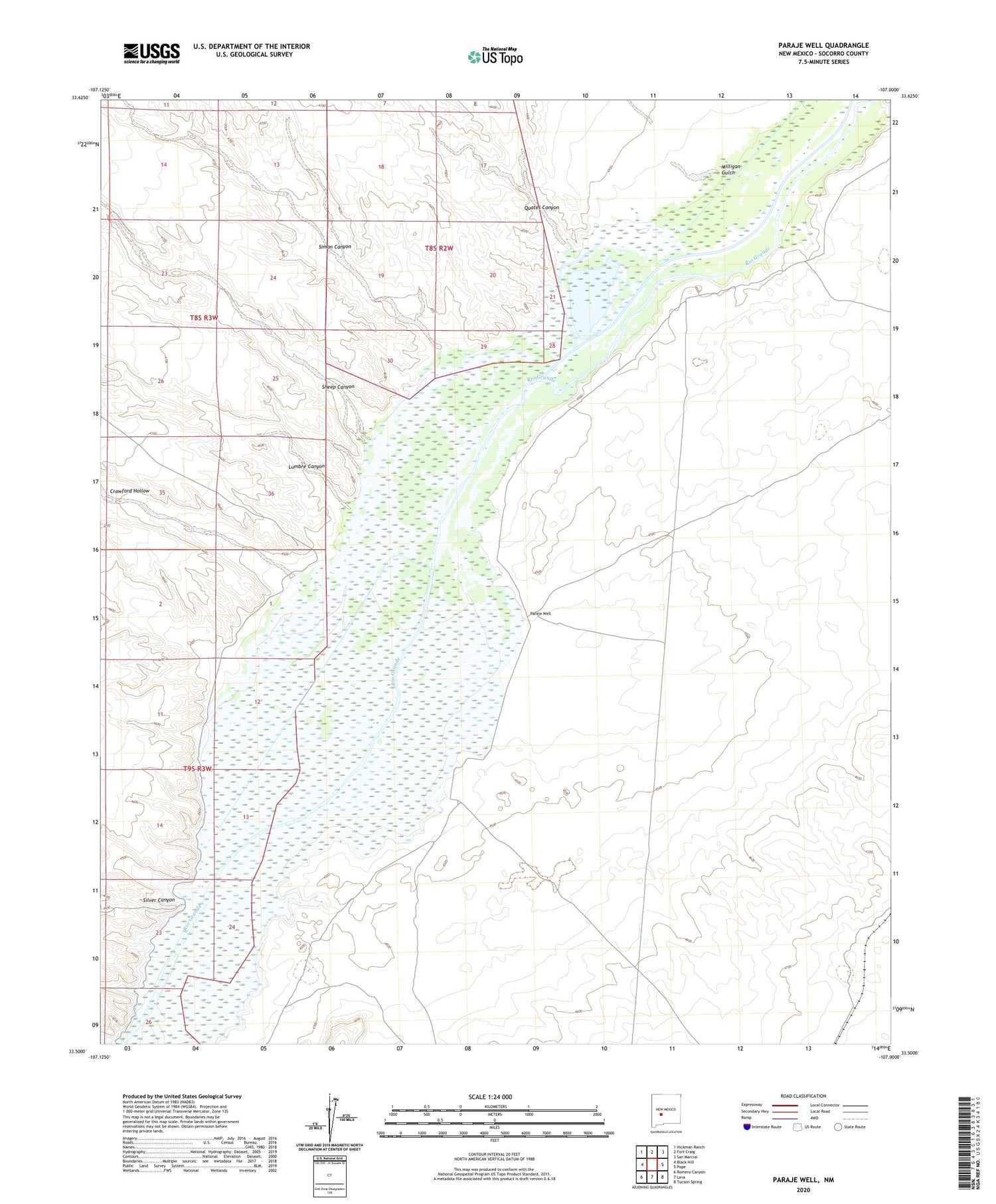 Paraje Well New Mexico US Topo Map Image
