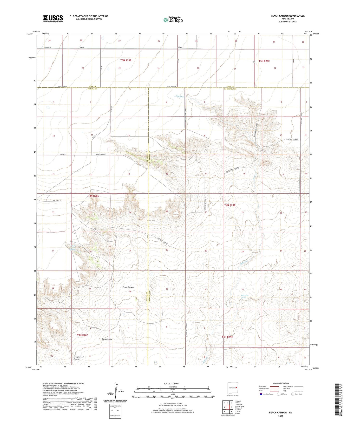 Peach Canyon New Mexico US Topo Map Image