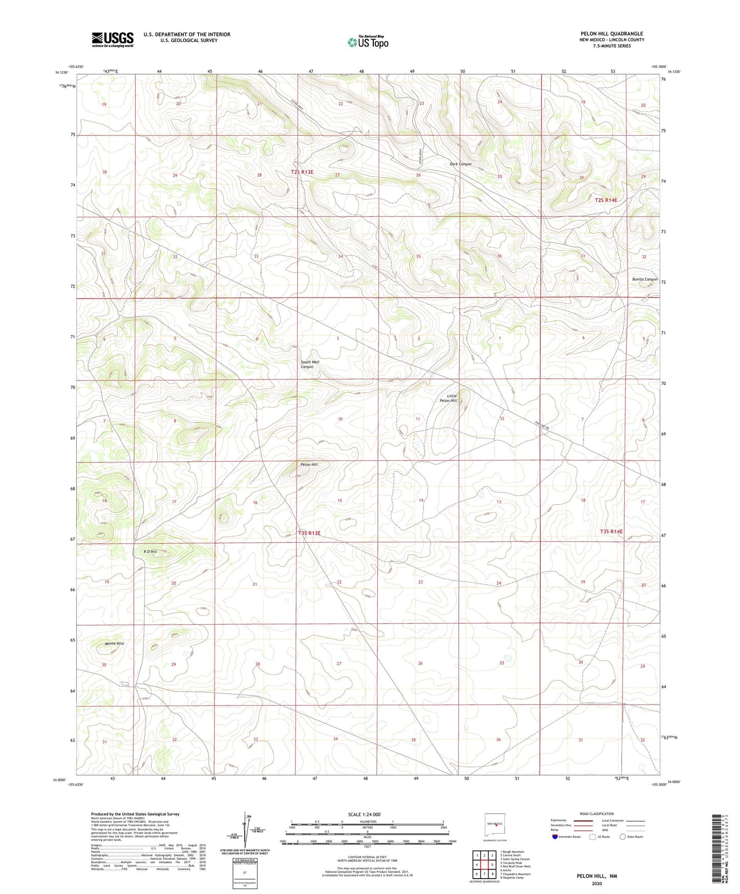 Pelon Hill New Mexico US Topo Map Image