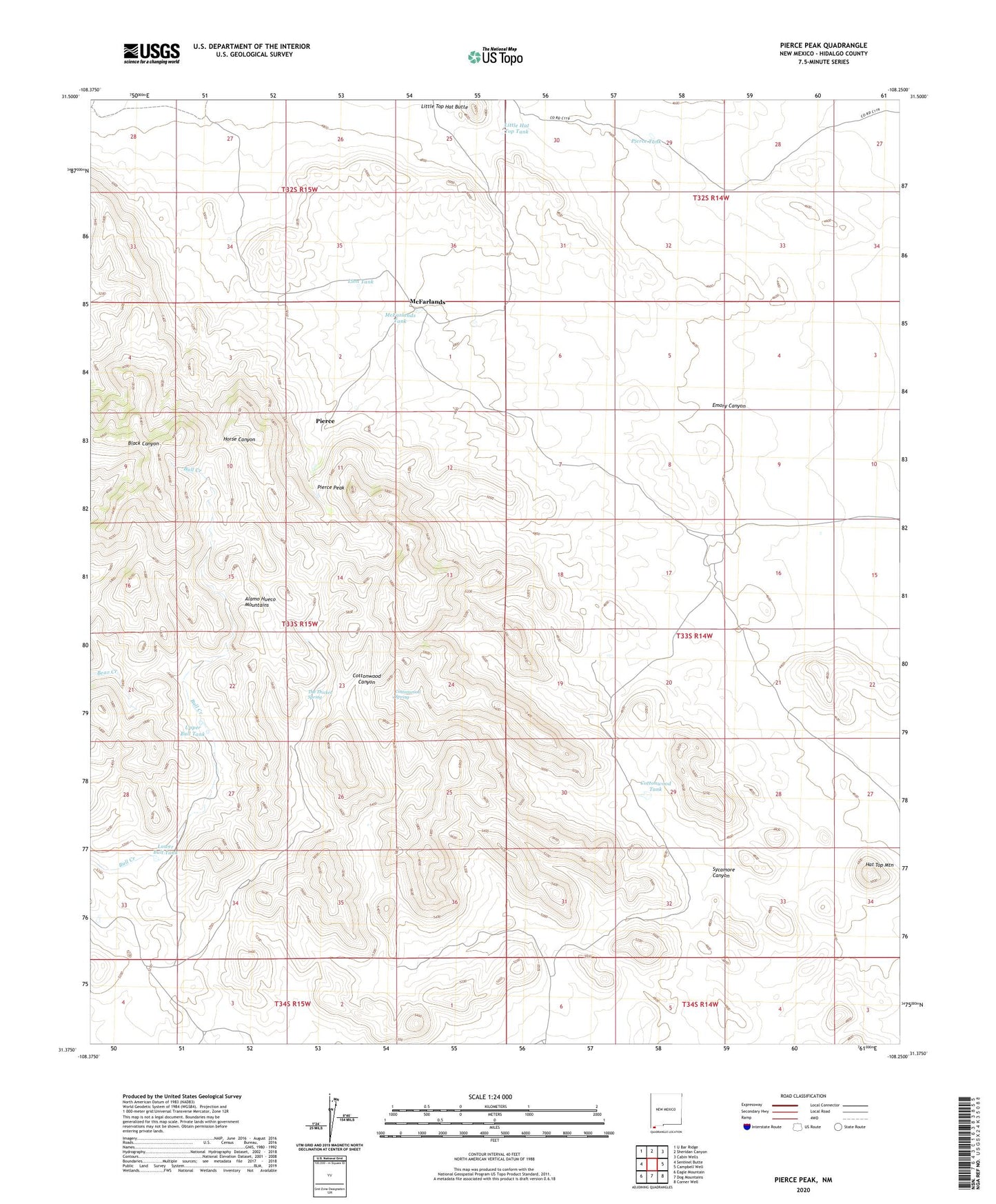 Pierce Peak New Mexico US Topo Map Image