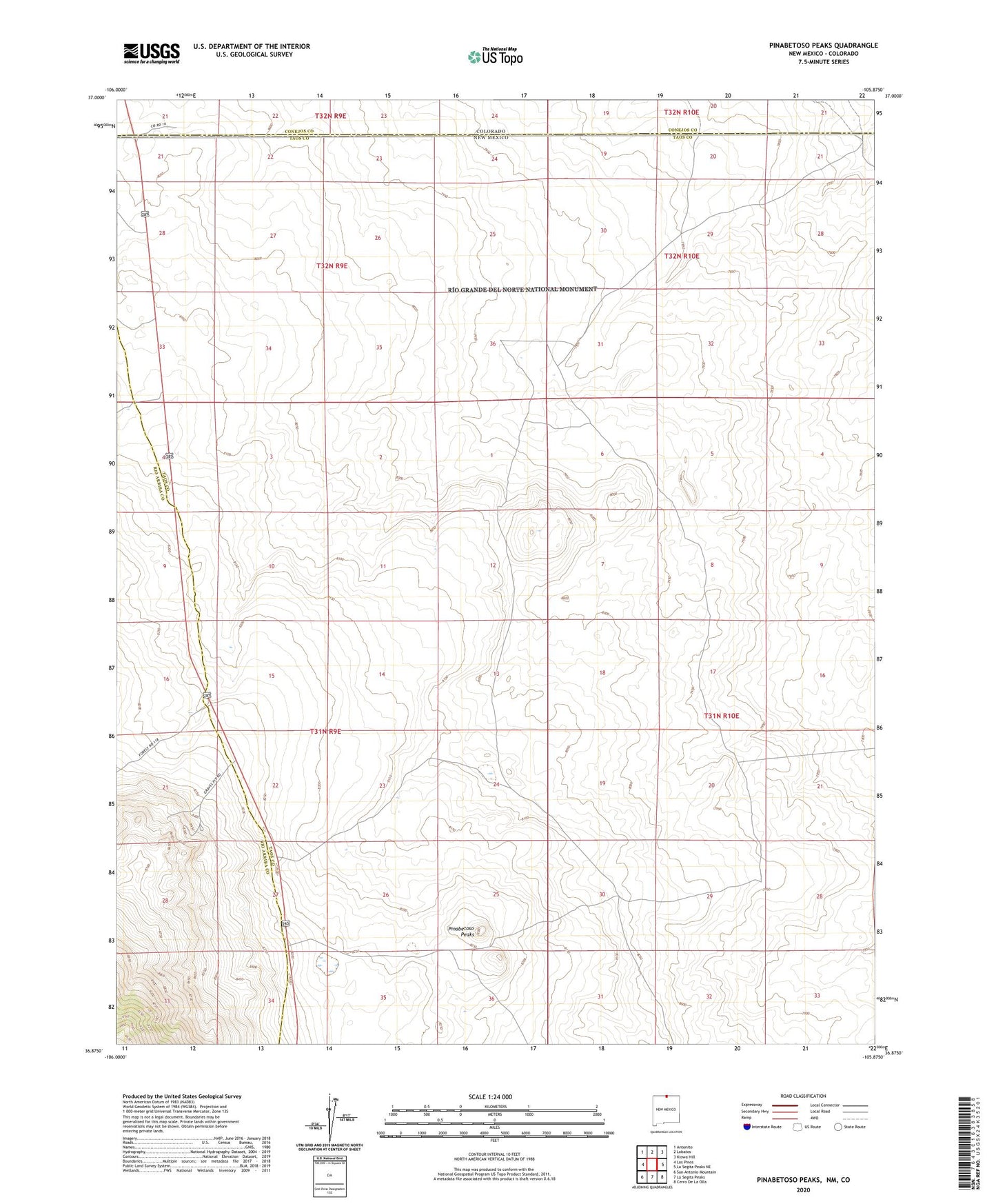 Pinabetoso Peaks New Mexico US Topo Map Image