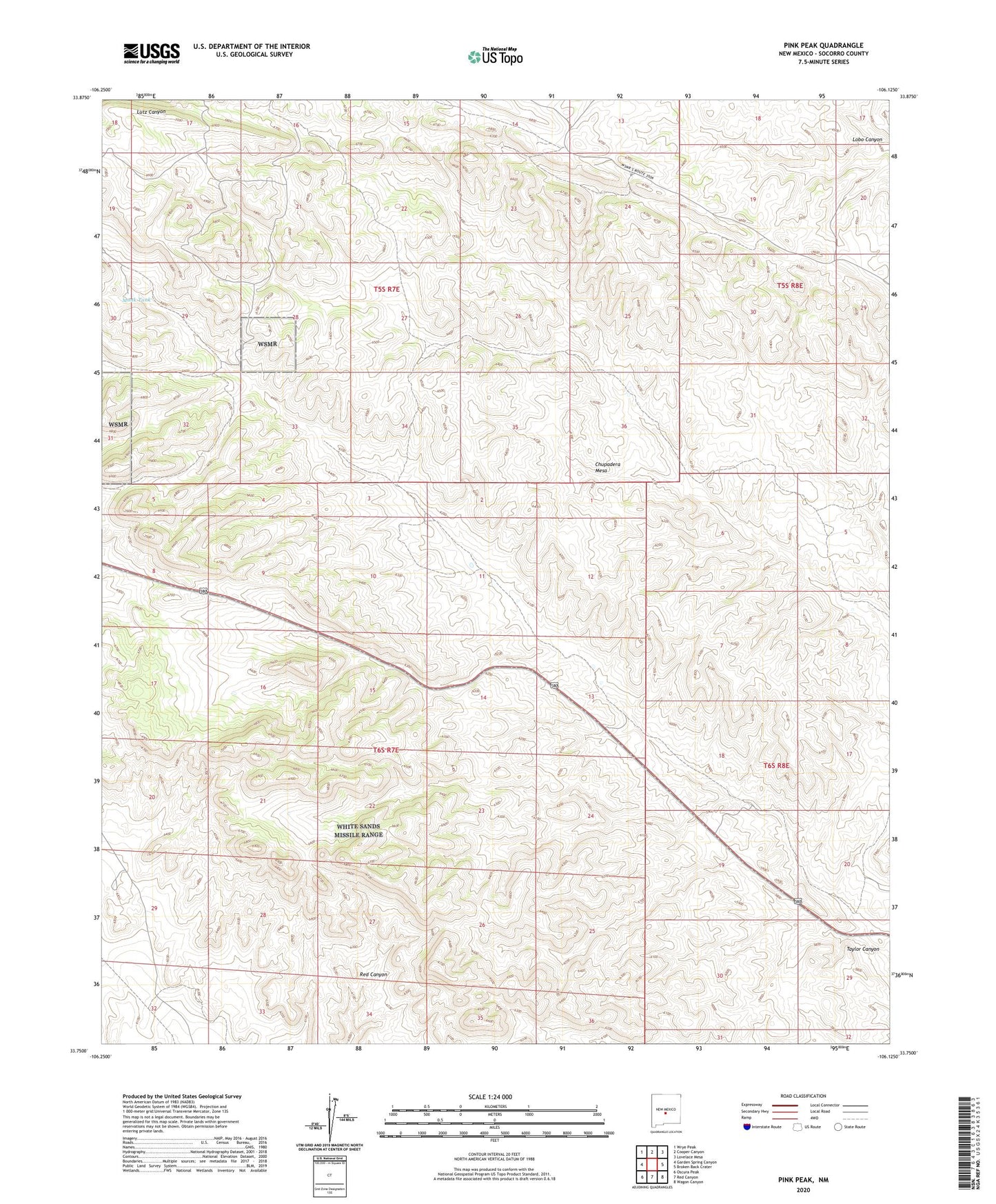 Pink Peak New Mexico US Topo Map Image