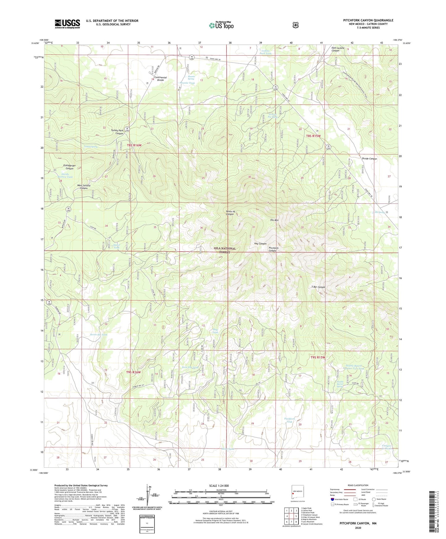 Pitchfork Canyon New Mexico US Topo Map Image