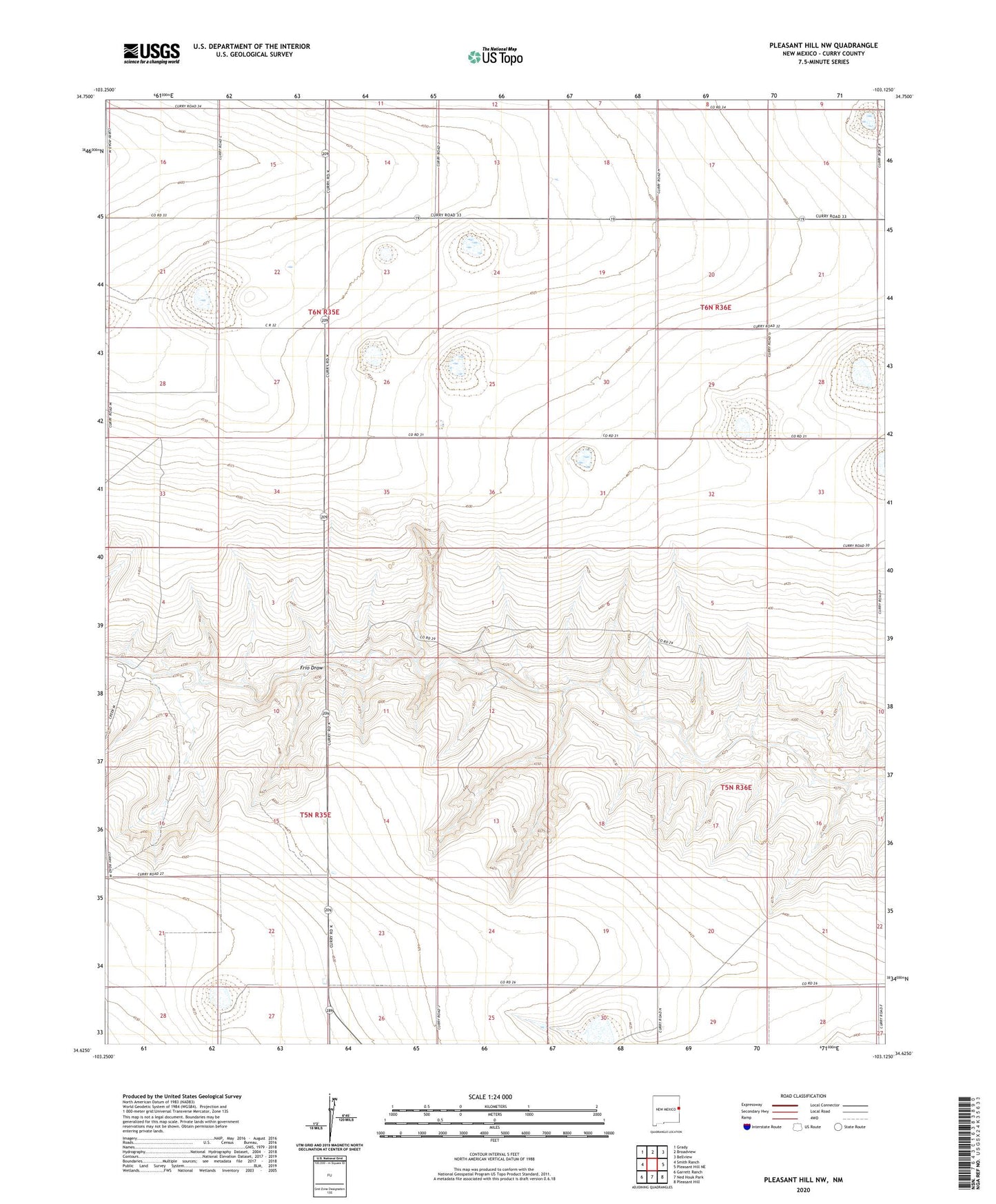 Pleasant Hill NW New Mexico US Topo Map Image