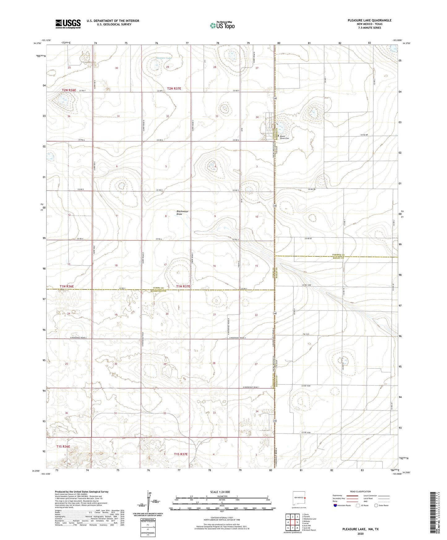 Pleasure Lake New Mexico US Topo Map Image