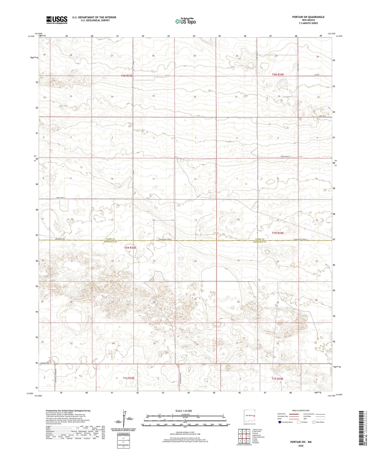 Portair SW New Mexico US Topo Map Image