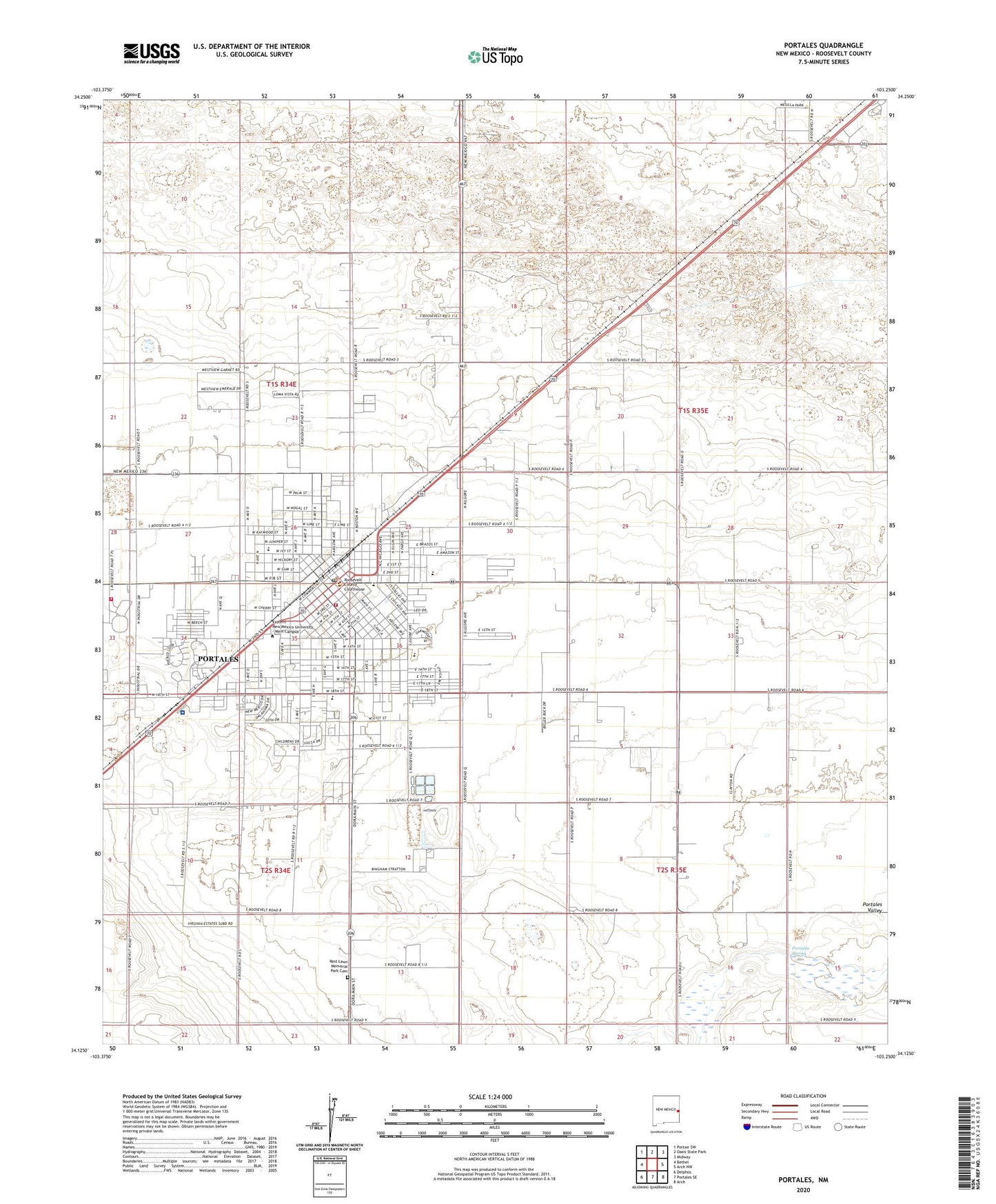 Portales New Mexico US Topo Map Image